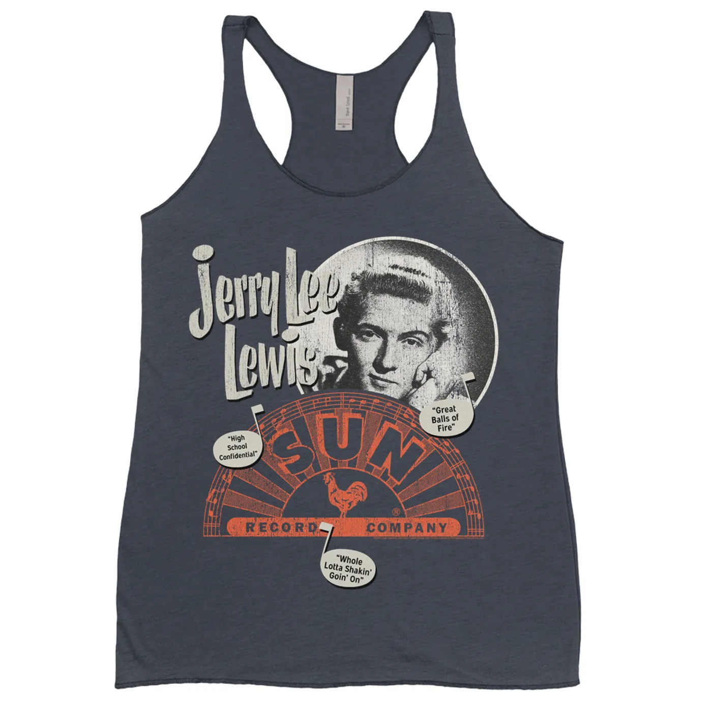Sun Records Ladies' Tank Top | Jerry Lee Lewis Singles Design Sun Records Shirt