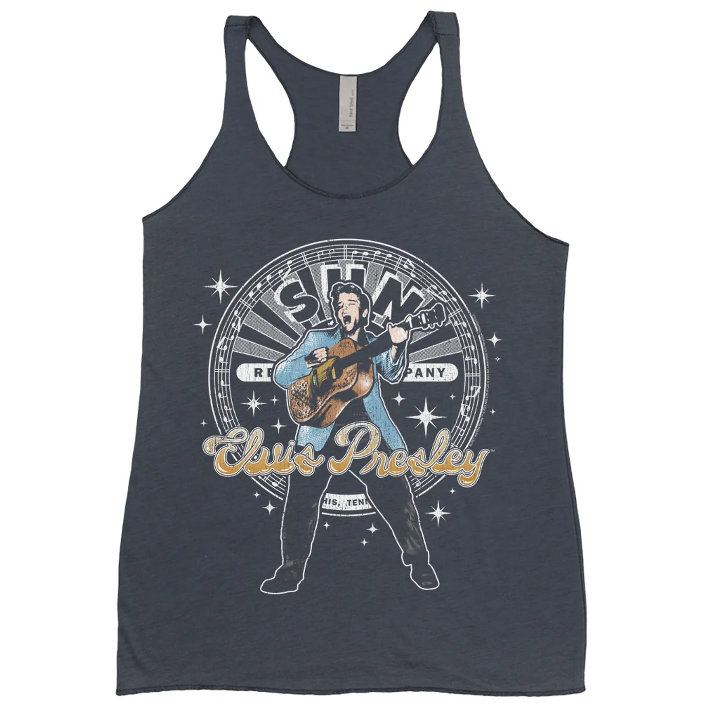 Sun Records Ladies' Tank Top | Singing Elvis Presley With Record Label Logo Sun Records Shirt