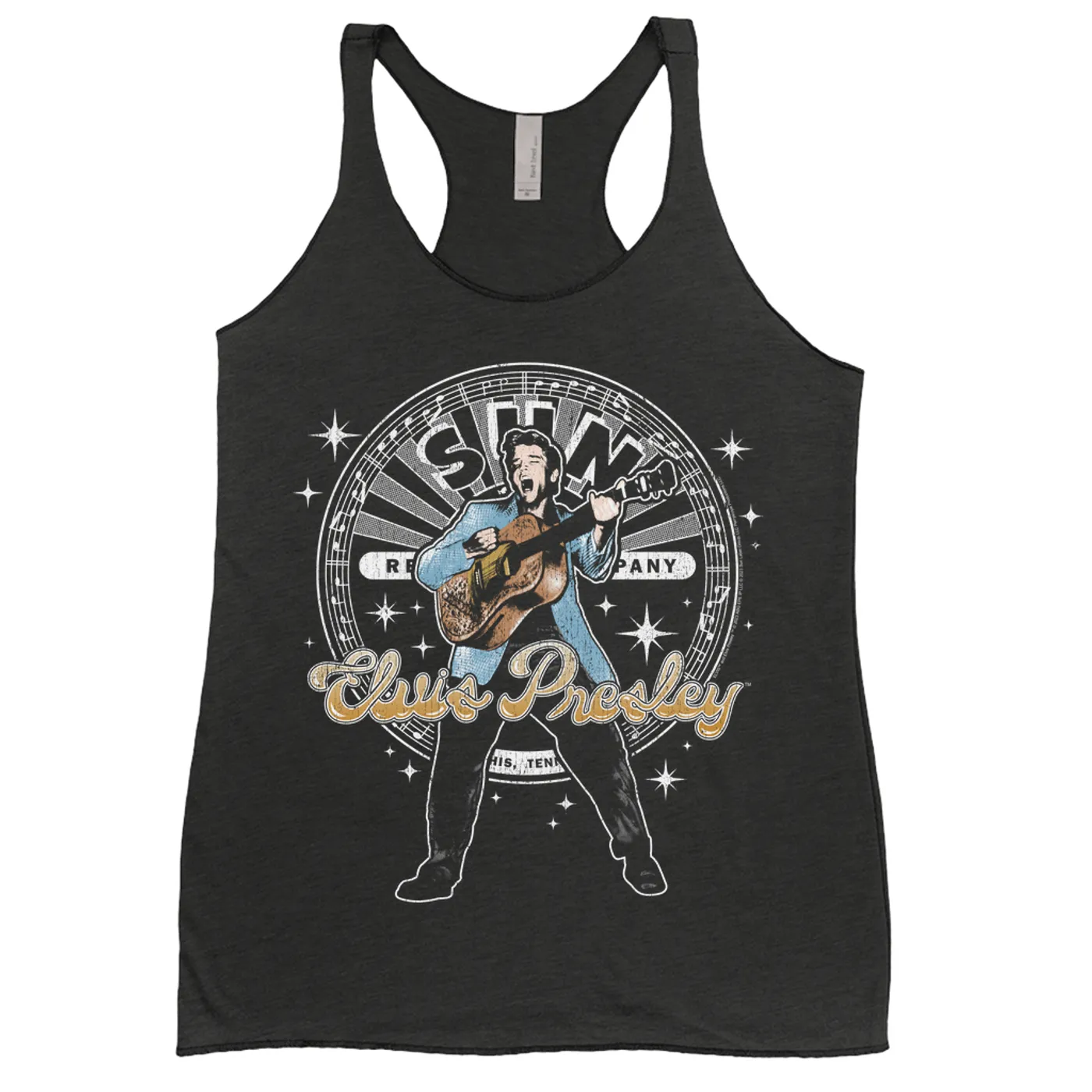 Sun Records Ladies' Tank Top | Singing Elvis Presley With Record Label Logo Sun Records Shirt