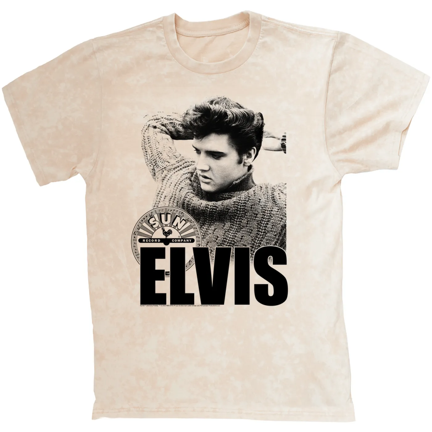 Elvis Presley Sun Records T-shirt | Book Cover Photo With Record Label (Merchbar Exclusive) Sun Records Mineral Wash Shirt