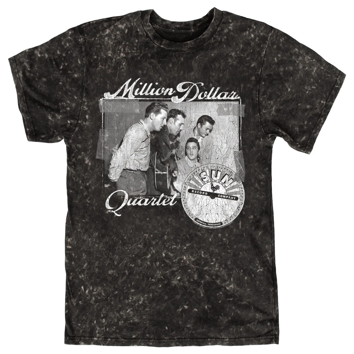 Sun Records T-shirt | White Million Dollar Quartet Image Sun Records Mineral Wash Shirt