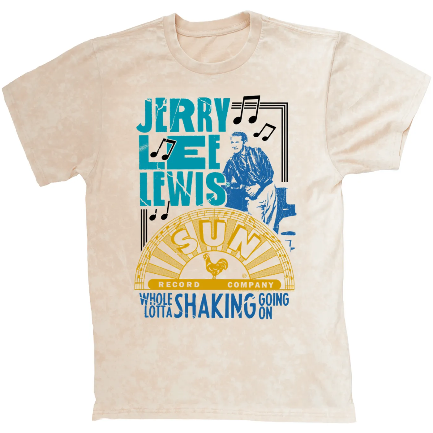 Jerry Lee Lewis Sun Records T-shirt | Whole Lotta Shaking Going On Design Sun Records Mineral Wash Shirt