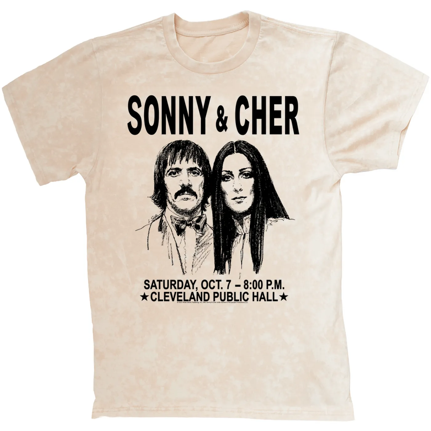 Sonny & Cher T-shirt | Cleveland Hall Concert Poster (Merchbar Exclusive) Sonny and Cher Mineral Wash Shirt
