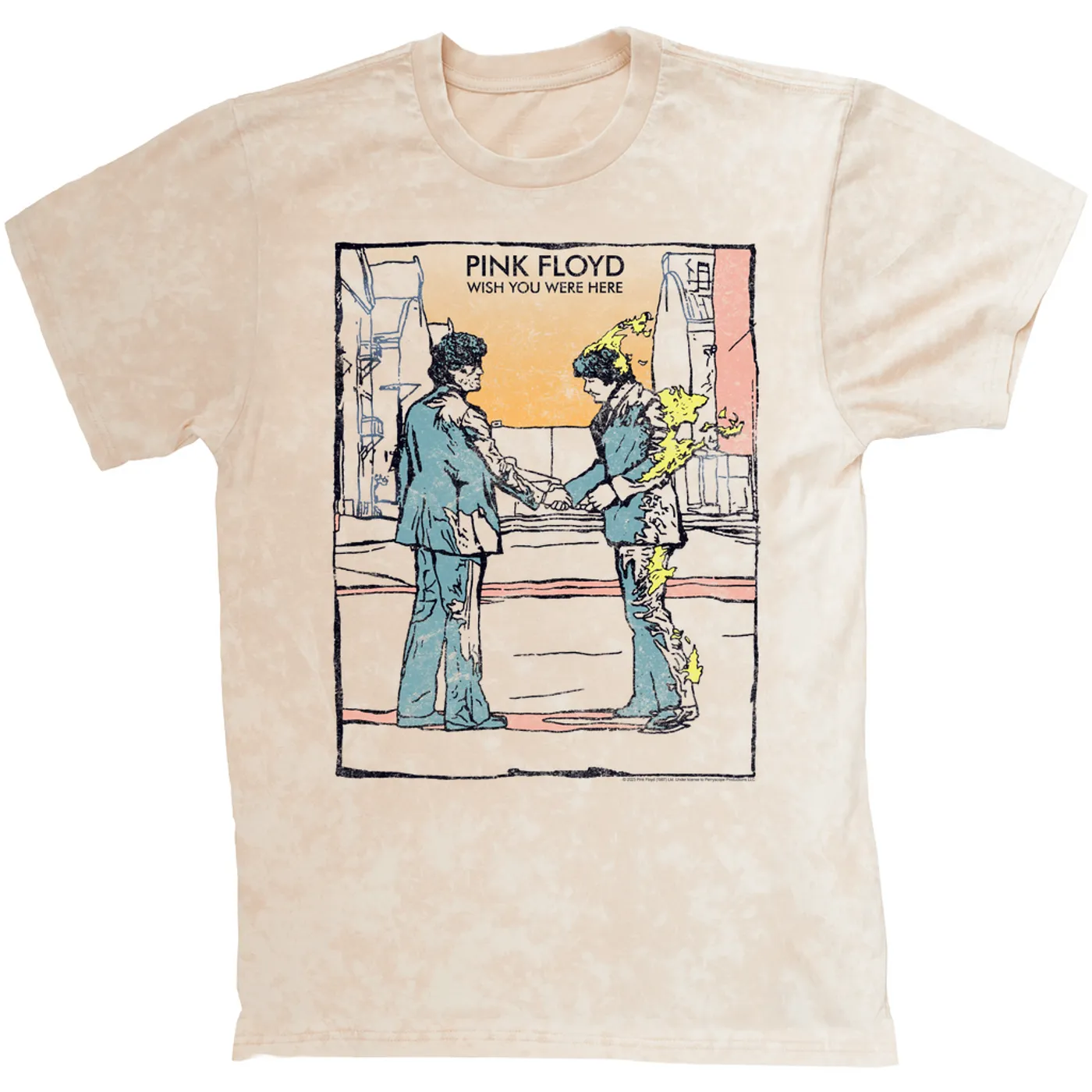 Pink Floyd T-shirt | Watercolor Wish You Were Here Pink Floyd Mineral Wash Shirt