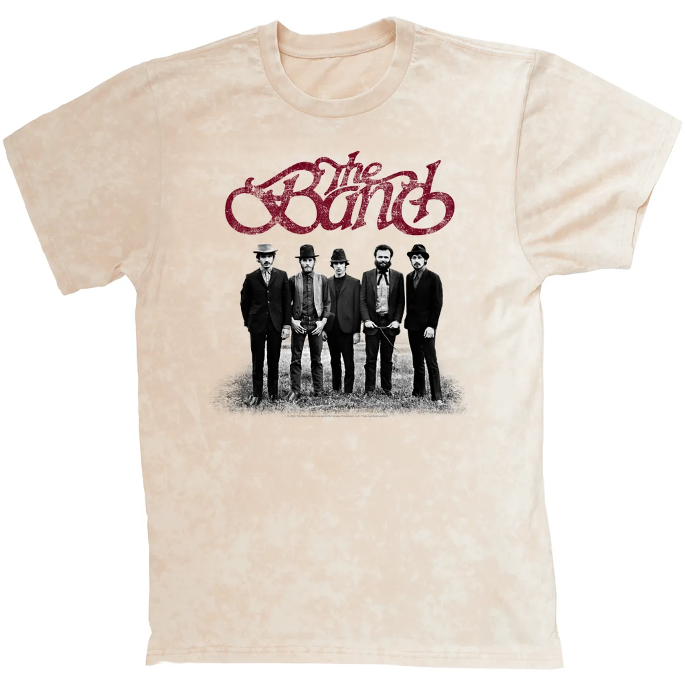 The Band T-shirt | The Band Group Photo And Logo Distressed The Band Mineral Wash Shirt