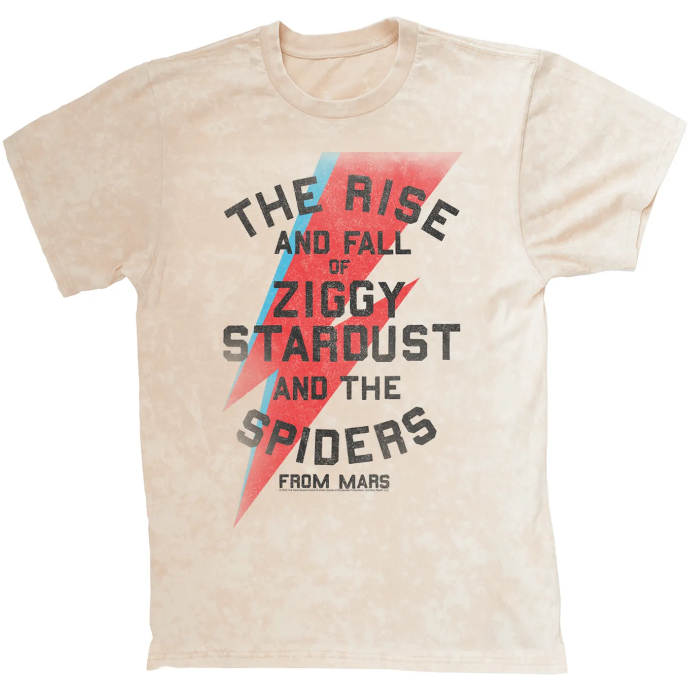 David Bowie T-shirt | The Rise And Fall Of Ziggy Stardust And The Spiders From Mars Lightning Bolt Distressed (Merchbar Exclusive) David Bowie Mineral Wash Shirt