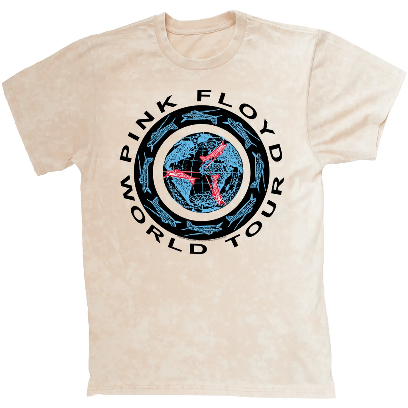 Pink Floyd T-shirt | World Tour 1987 Circular Logo Pink Floyd Mineral Wash Shirt