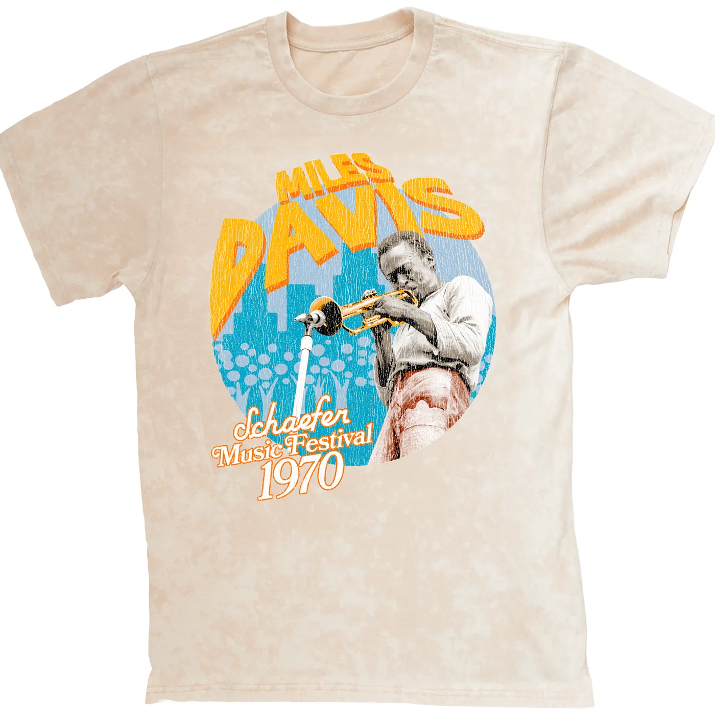Miles Davis T-shirt | Schaefer Music Fest 1970 Distressed (Merchbar Exclusive) Miles Davis Mineral Wash Shirt