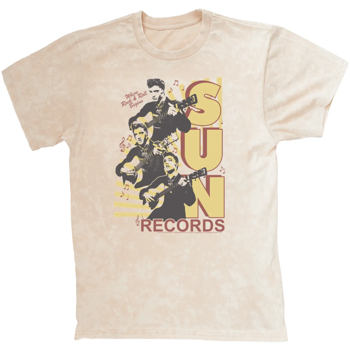 Sun Records T-shirt | Performing Collage Where Rock N' Roll Began Sun Records Mineral Wash Shirt