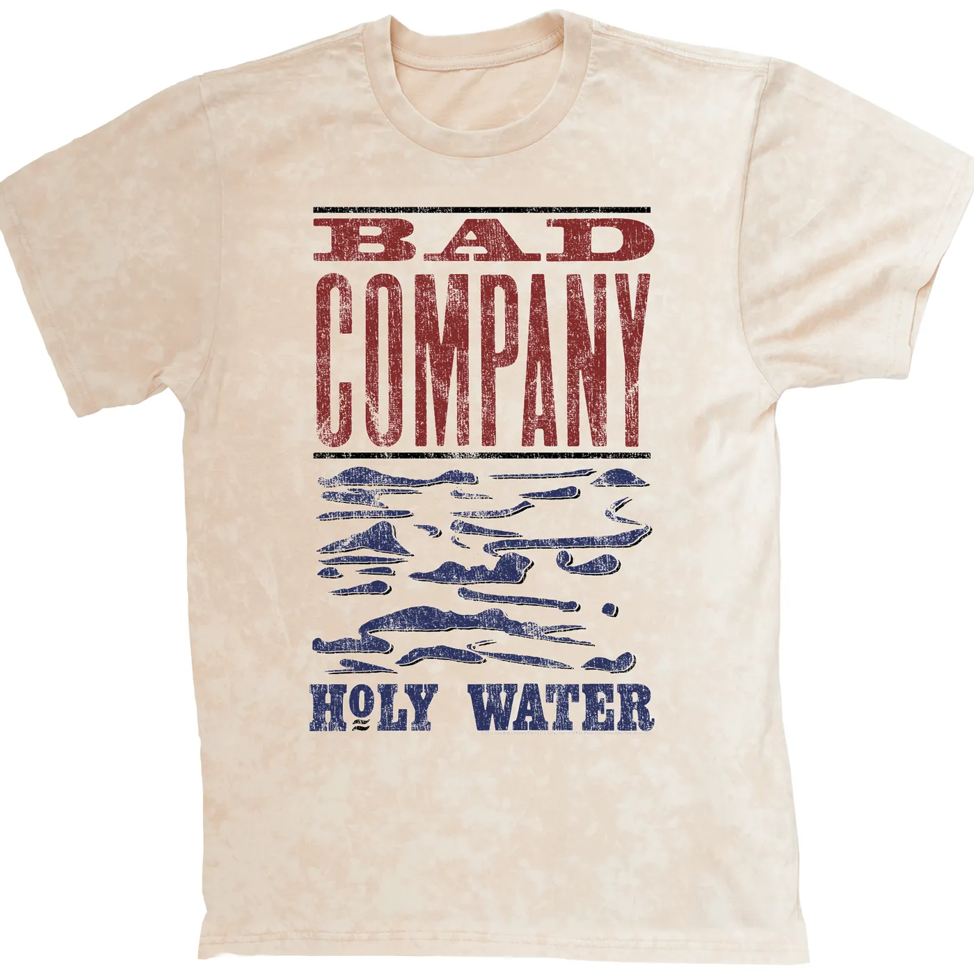Bad Company T-shirt | Holy Water Red Blue Album Design Bad Company Mineral Wash Shirt