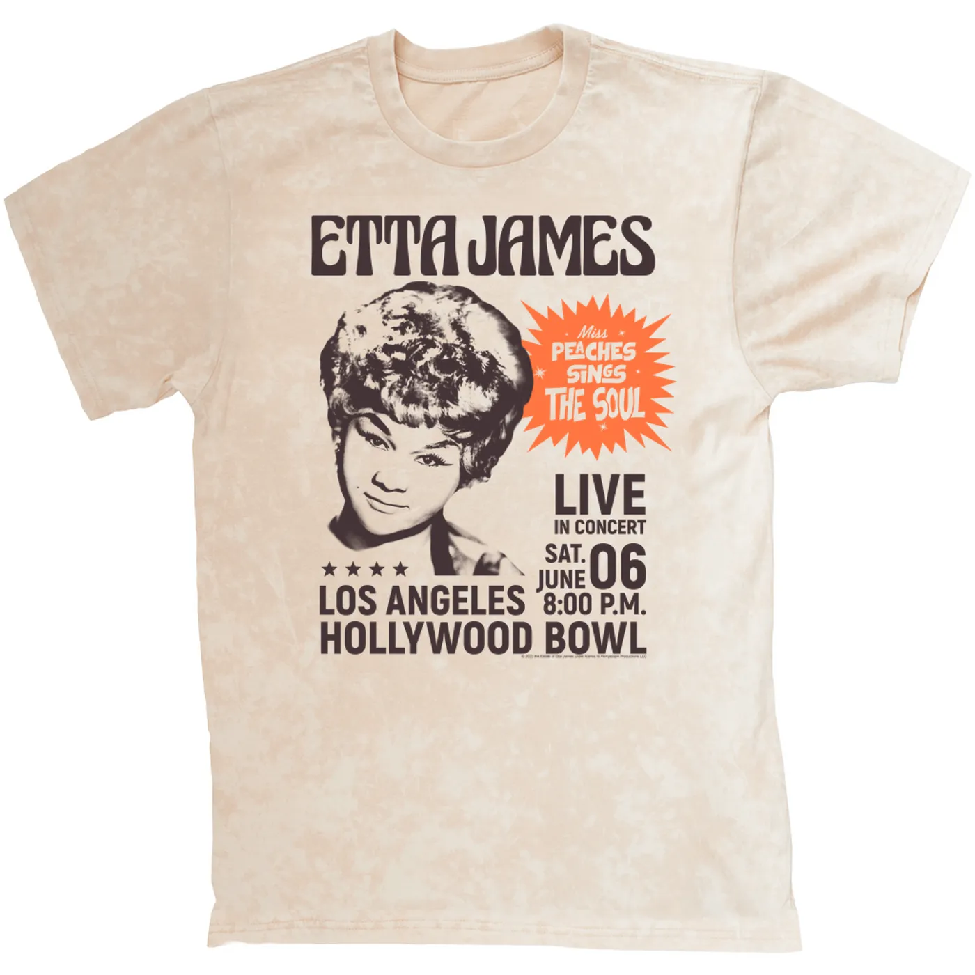 Etta James T-shirt | Miss Peaches At Hollywood Bowl Etta James Mineral Wash Shirt