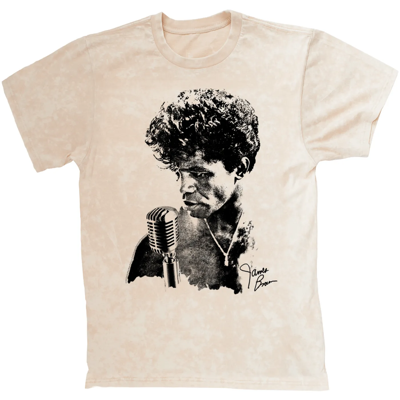 James Brown T-shirt | Grainy Black White Photo With Signature James Brown Mineral Wash Shirt