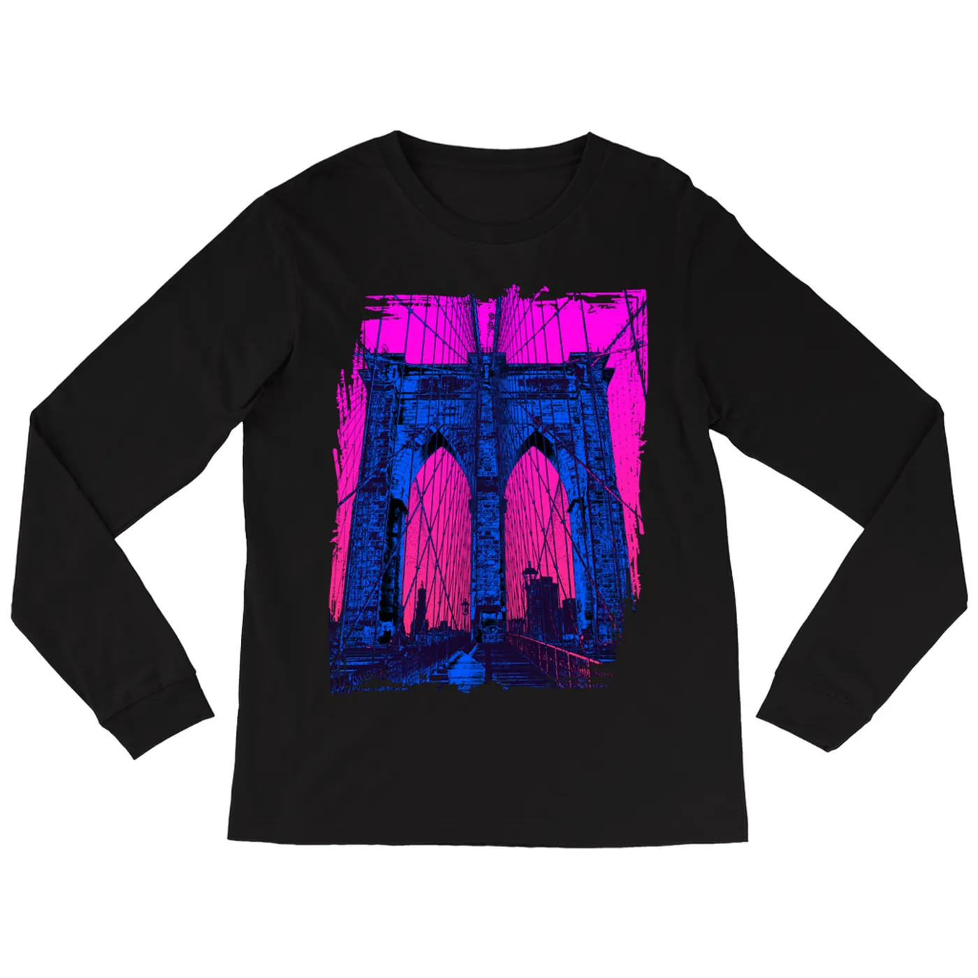 Merchbar Famous Landmarks Long Sleeve Shirt | Brooklyn Bridge Merchbar Famous Landmarks Shirt