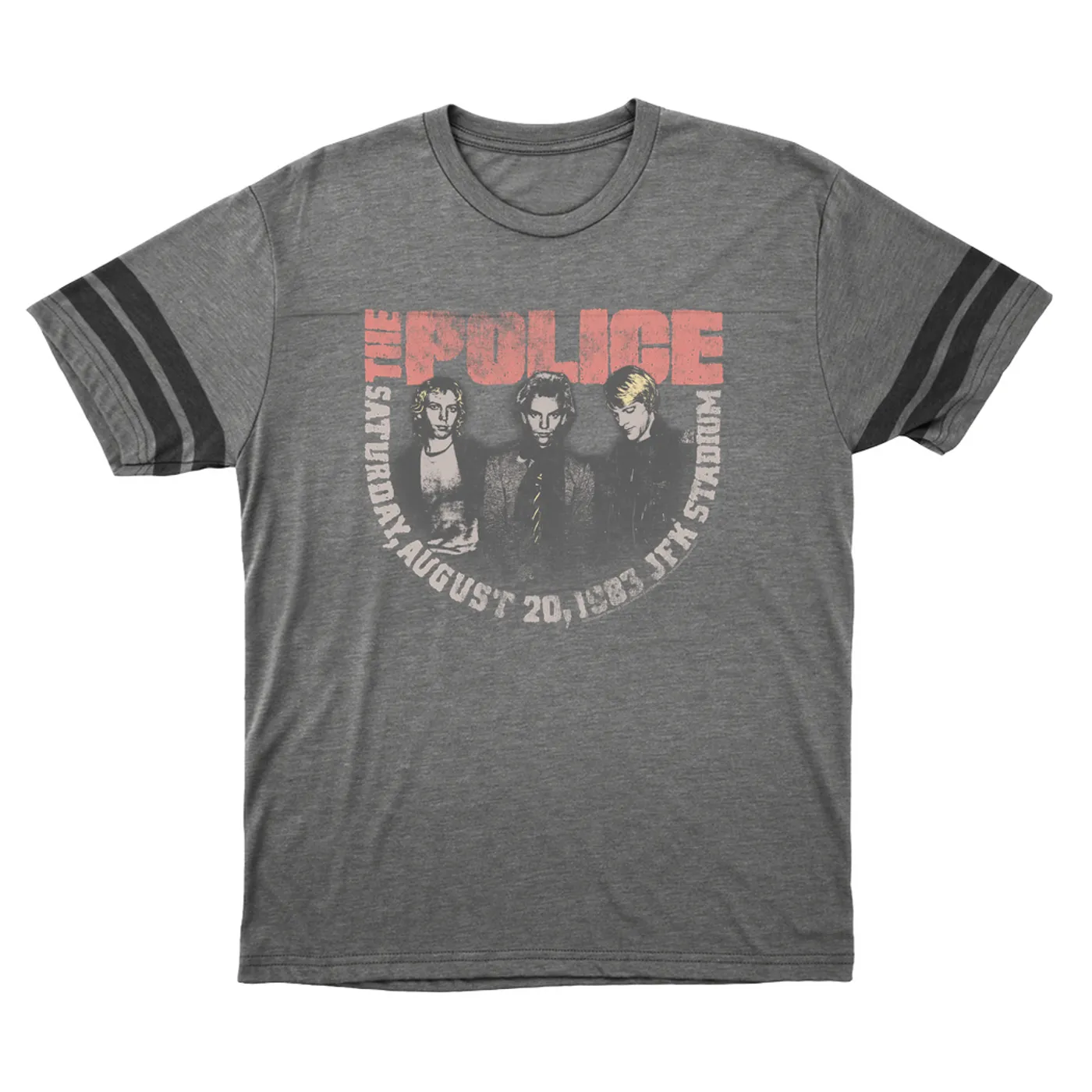 The Police T-Shirt | JFK Statium 1983 Concert Distressed The Police Football Shirt