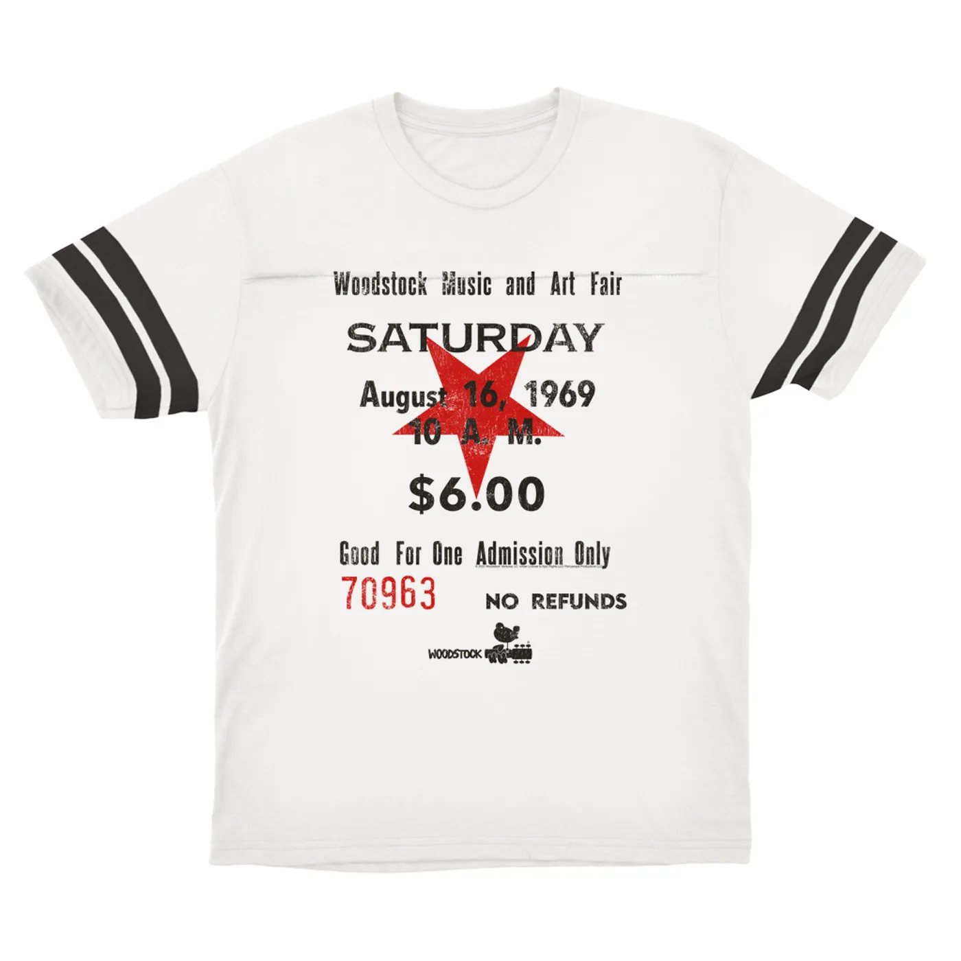 Woodstock T-Shirt | Woodstock Music And Art Fair Ticket Stub Design (Merchbar Exclusive) Woodstock Football Shirt
