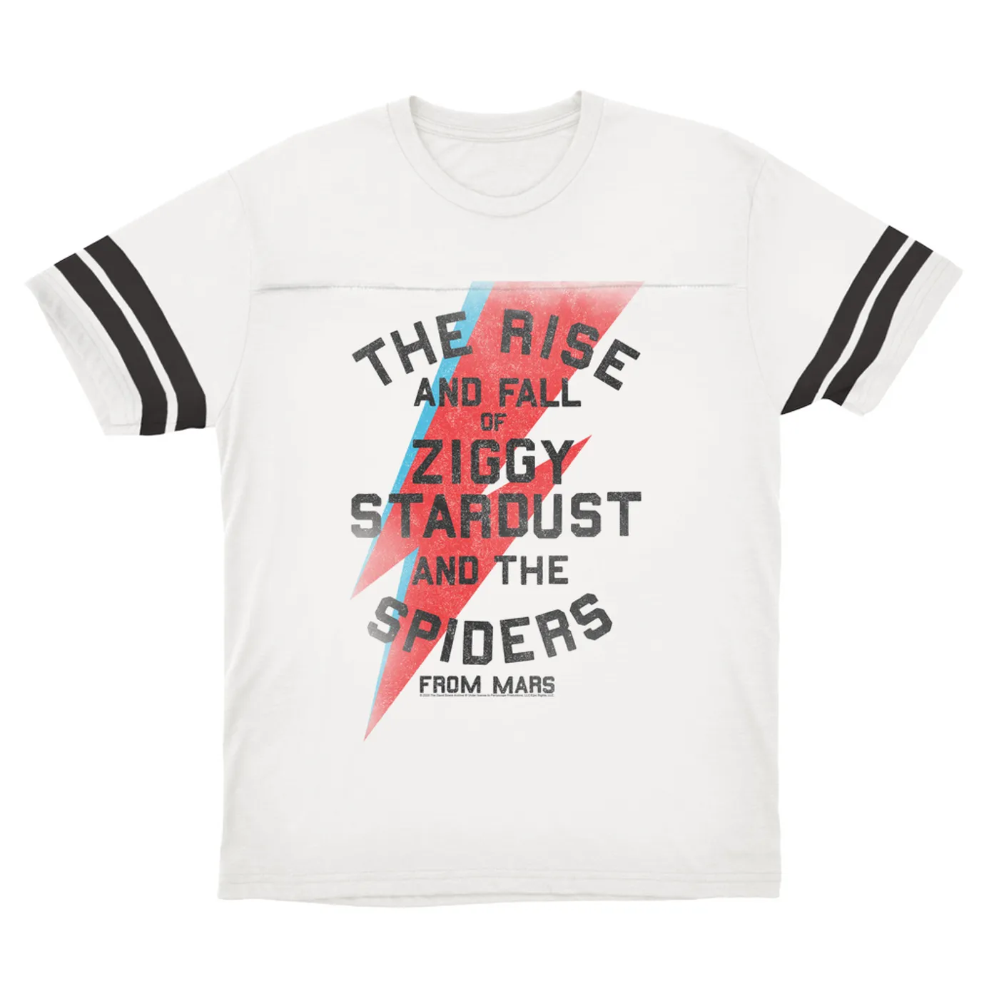 David Bowie T-Shirt | The Rise And Fall Of Ziggy Stardust And The Spiders From Mars Lightning Bolt Distressed (Merchbar Exclusive) David Bowie Football Shirt