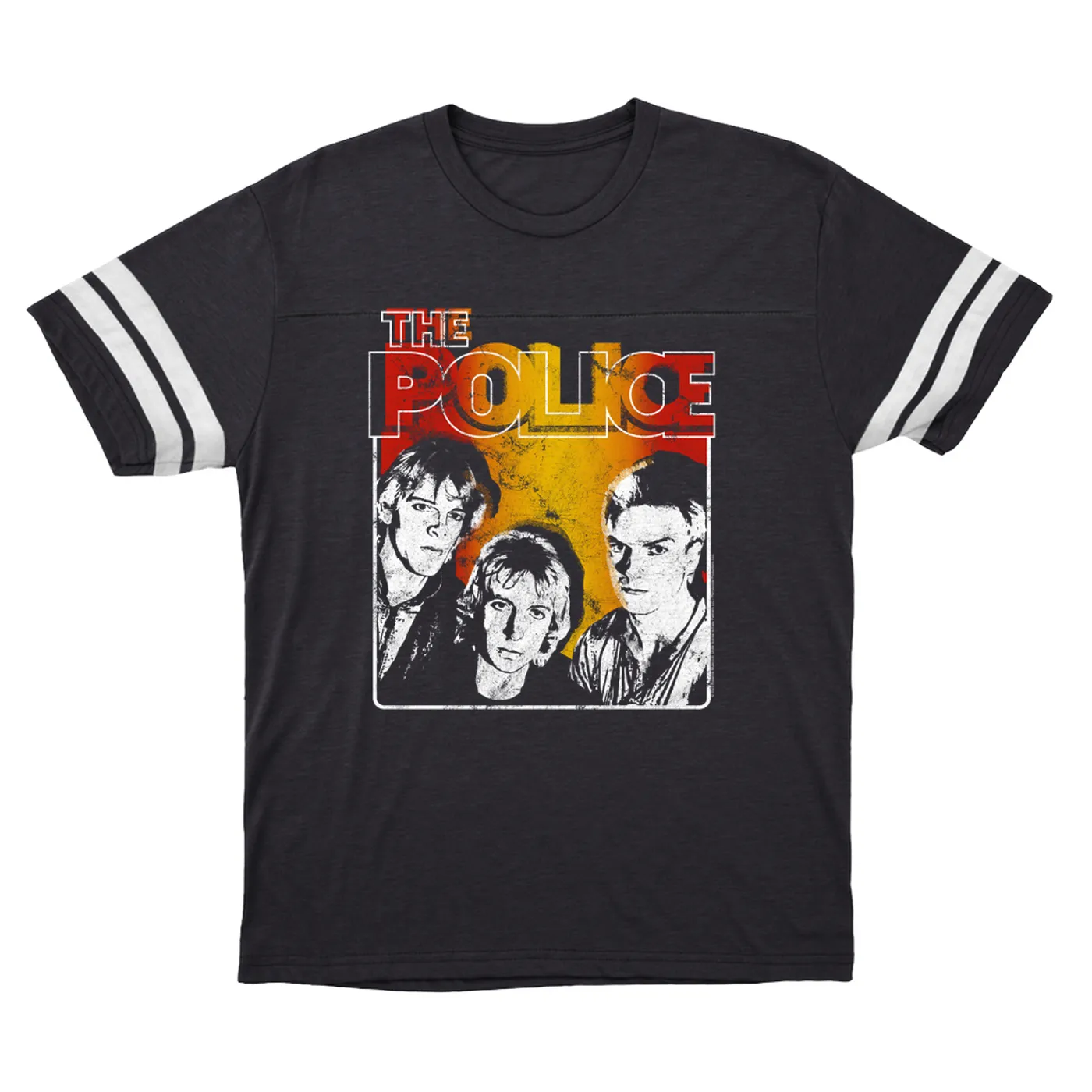 The Police T-Shirt | Outlandos Ombre Trio Distressed (Merchbar Exclusive) The Police Football Shirt