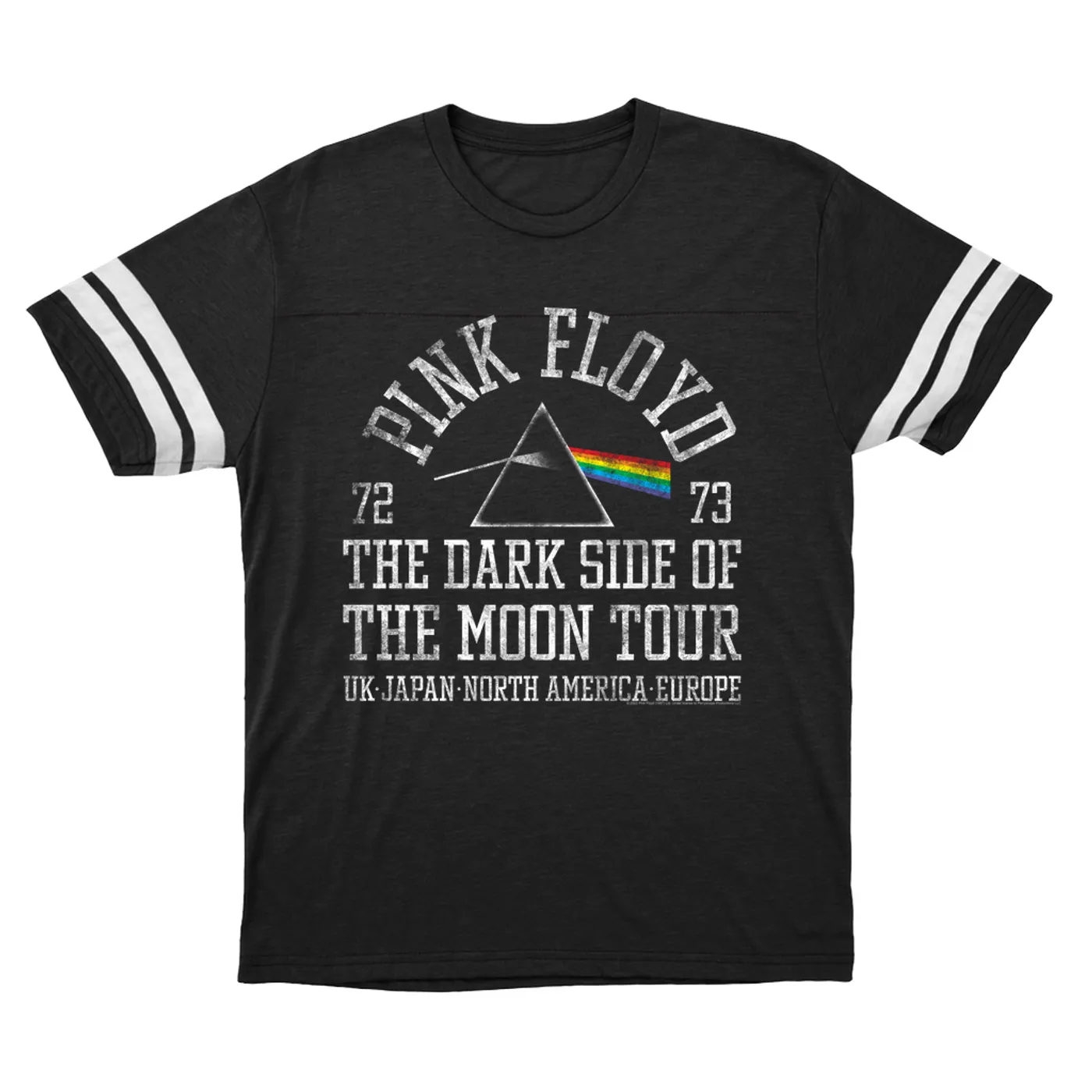 Pink Floyd T-Shirt | Dark Side Of The Moon World Tour 72-73 Distressed Pink Floyd Football Shirt