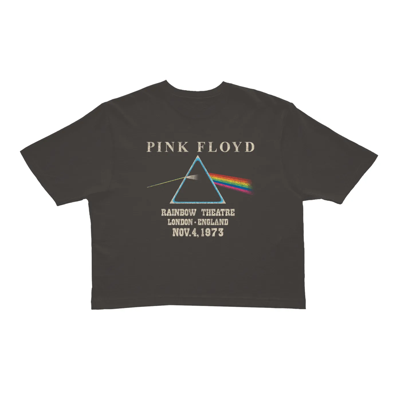 Pink Floyd Ladies' Crop Tee | Rainbow Theatre 1973 Distressed Pink Floyd Crop T-shirt