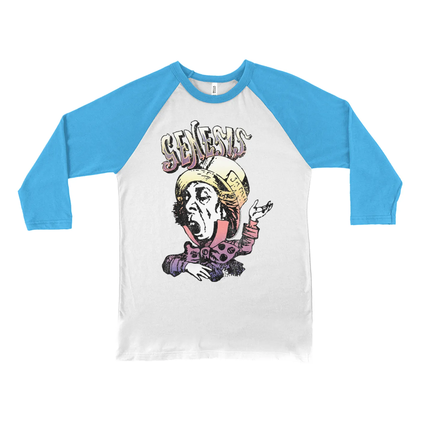 Genesis 3/4 Sleeve Baseball Tee | Colorful Ombre Mad Hatter Genesis Shirt