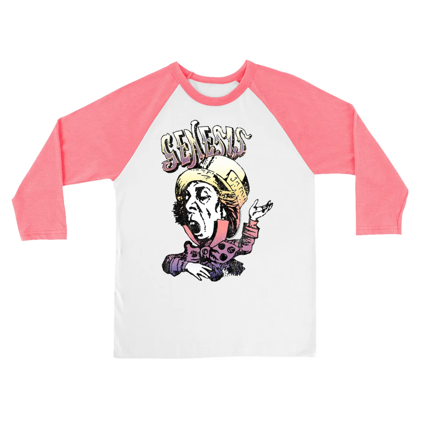 Genesis 3/4 Sleeve Baseball Tee | Colorful Ombre Mad Hatter Genesis Shirt