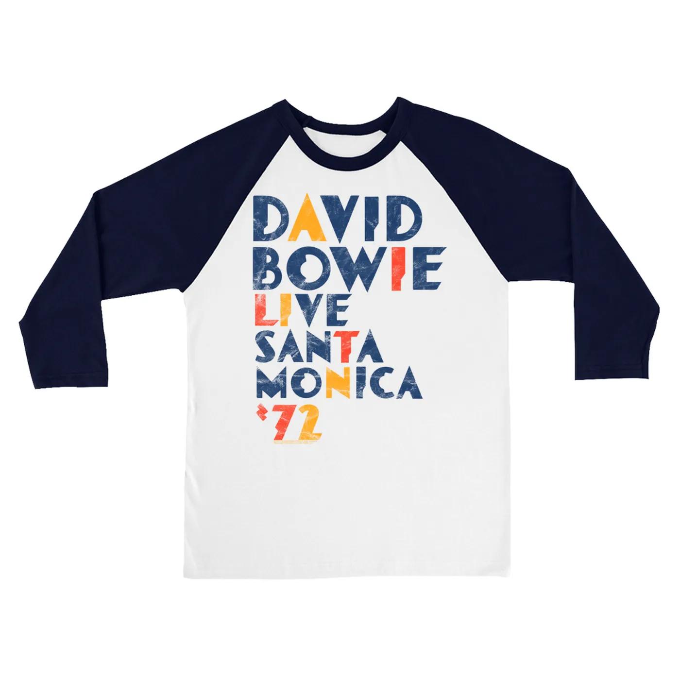 David Bowie 3/4 Sleeve Baseball Tee | LIVE In Santa Monica 1972 Distressed David Bowie Shirt