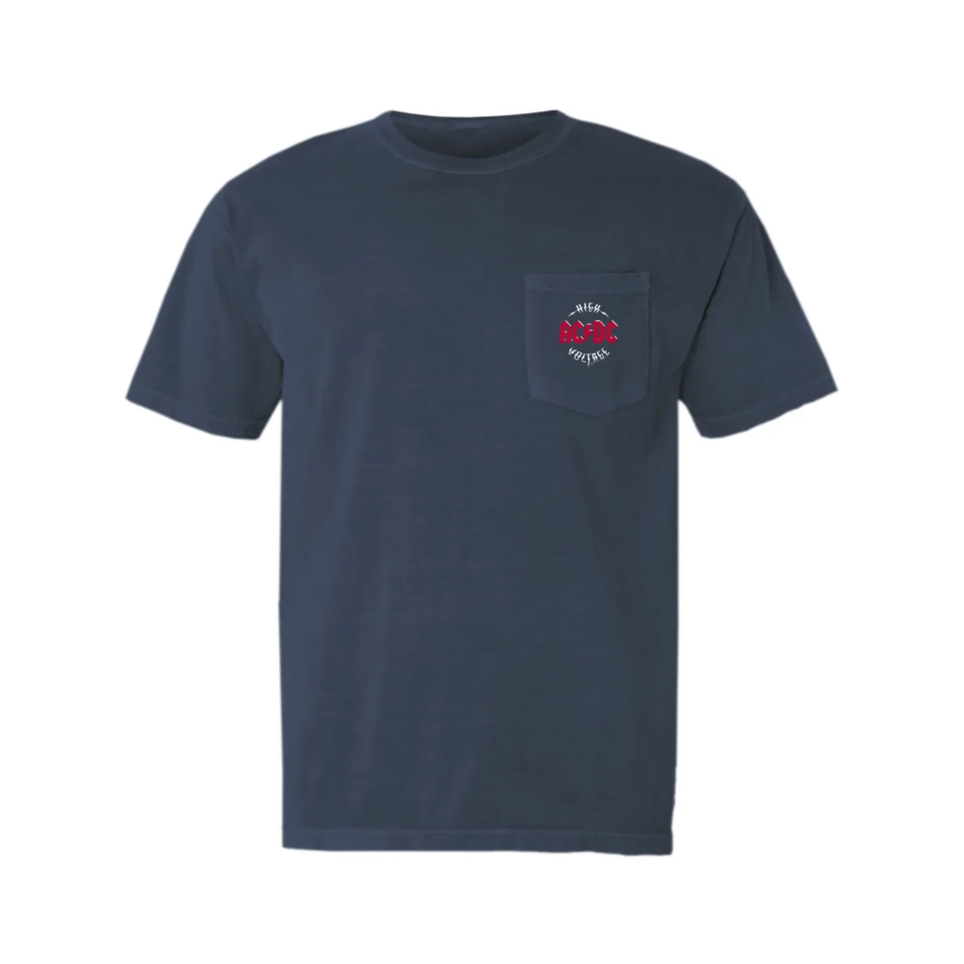 AC/DC T-Shirt | High Voltage Red Logo Distressed (Merchbar Exclusive) ACDC Pocket T-shirt