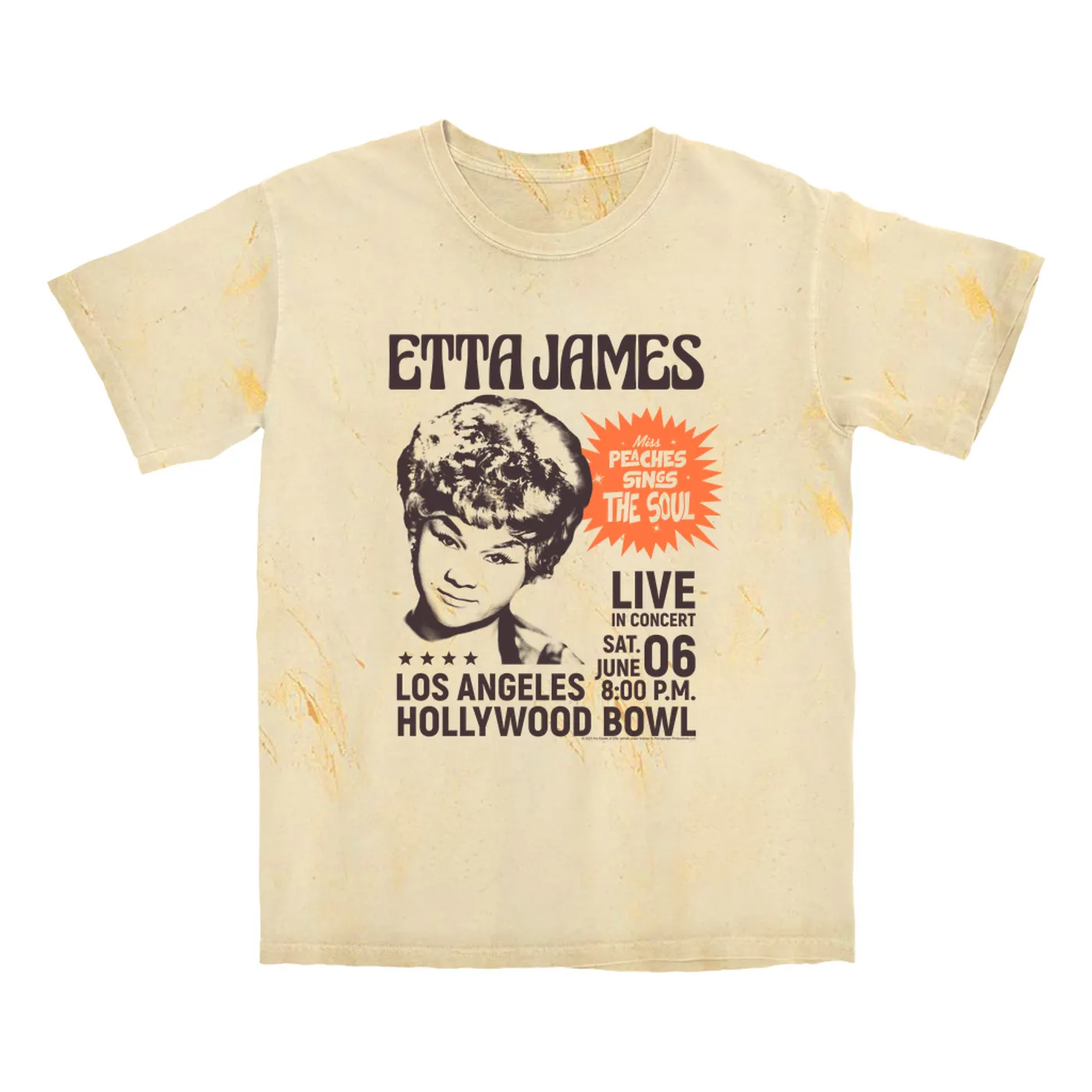 Etta James T-shirt | Miss Peaches At Hollywood Bowl Etta James Color Blast Shirt