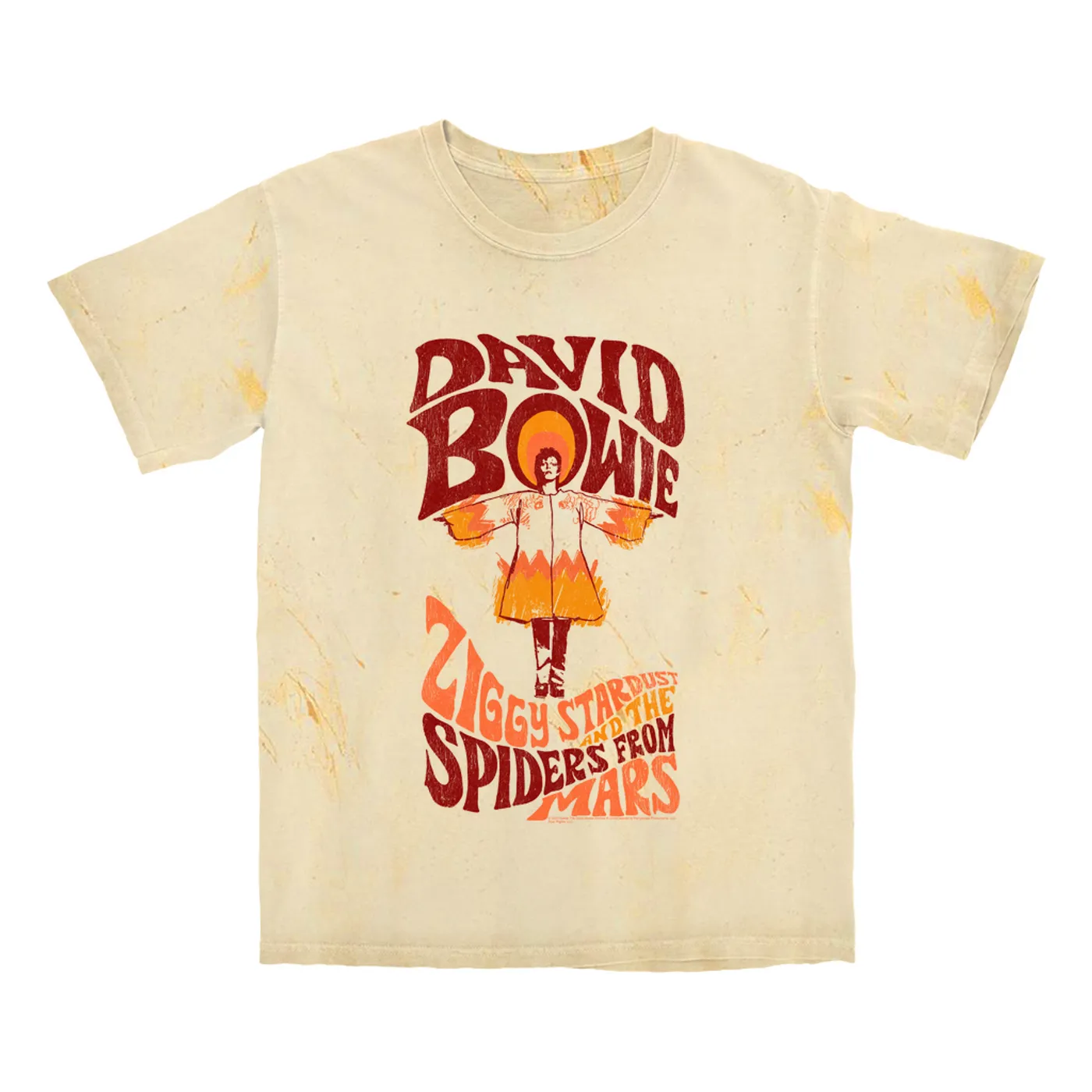 David Bowie T-shirt | Retro Orange Ziggy Stardust And The Spiders From Mars Distressed (Merchbar Exclusive) David Bowie Color Blast Shirt