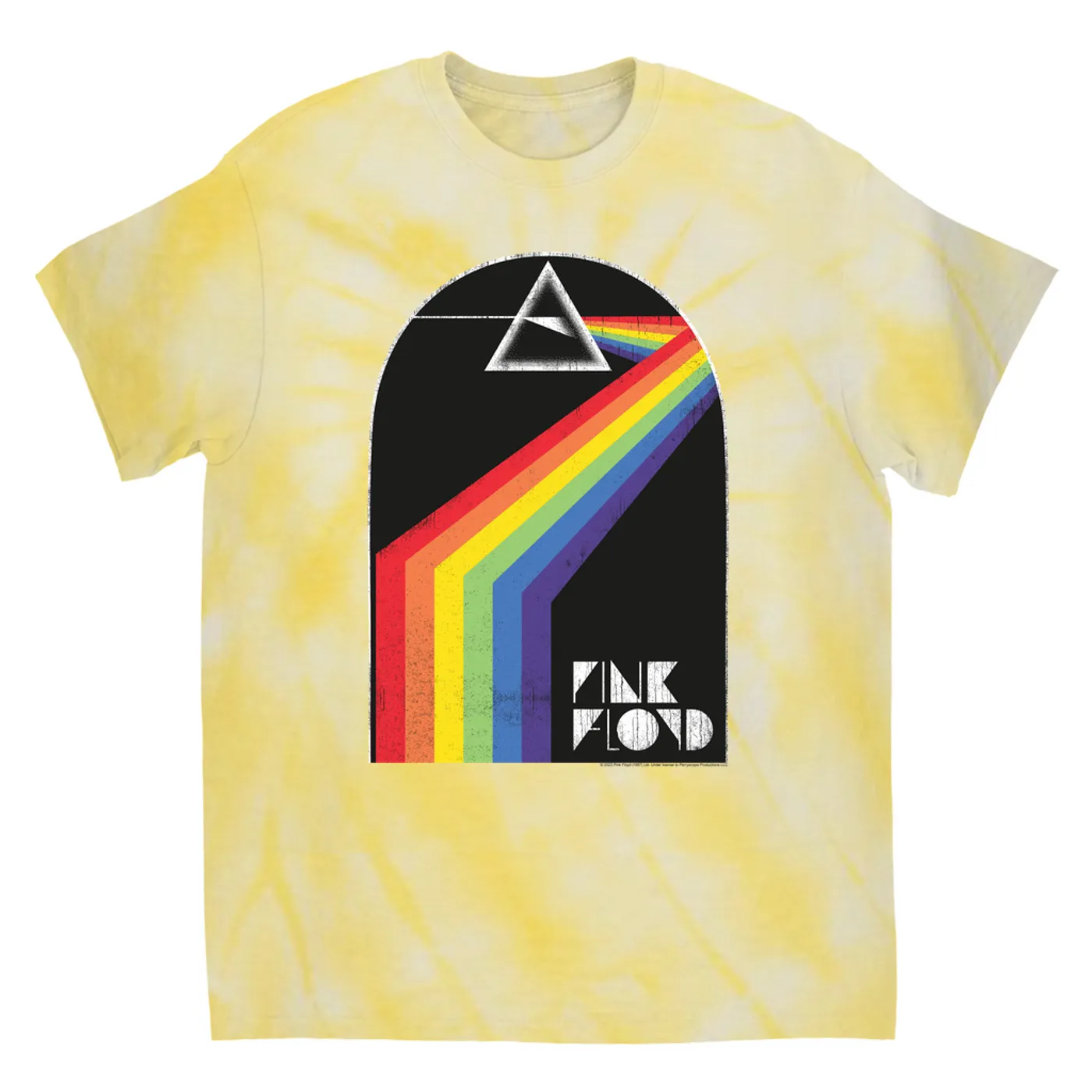 Pink Floyd T-Shirt | The Dark Side Of The Moon Retro Arch Design Distressed Pink Floyd Tie Dye Shirt