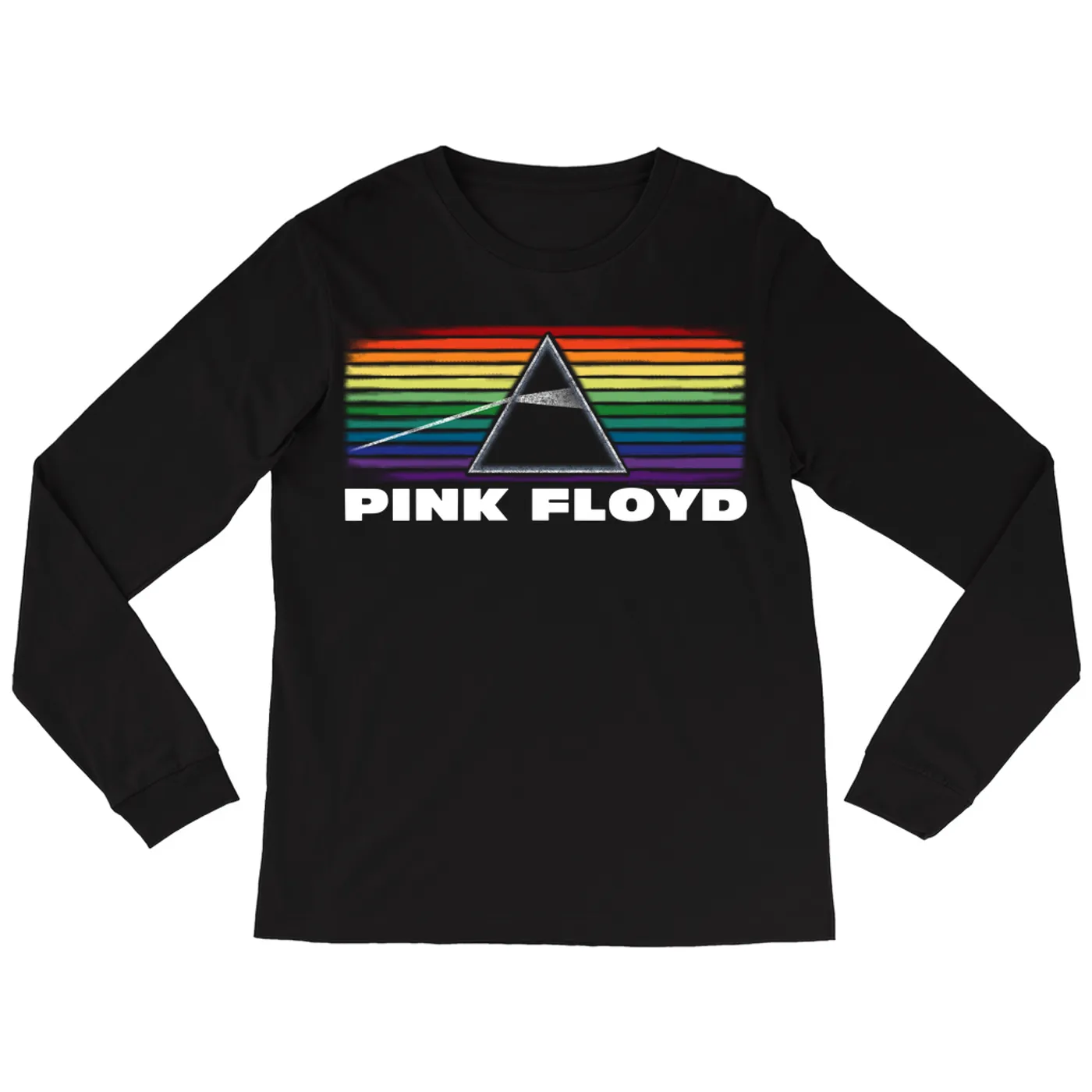 Pink Floyd Long Sleeve Shirt | The Dark Side Of The Moon Banner Rainbow Distressed Pink Floyd Shirt