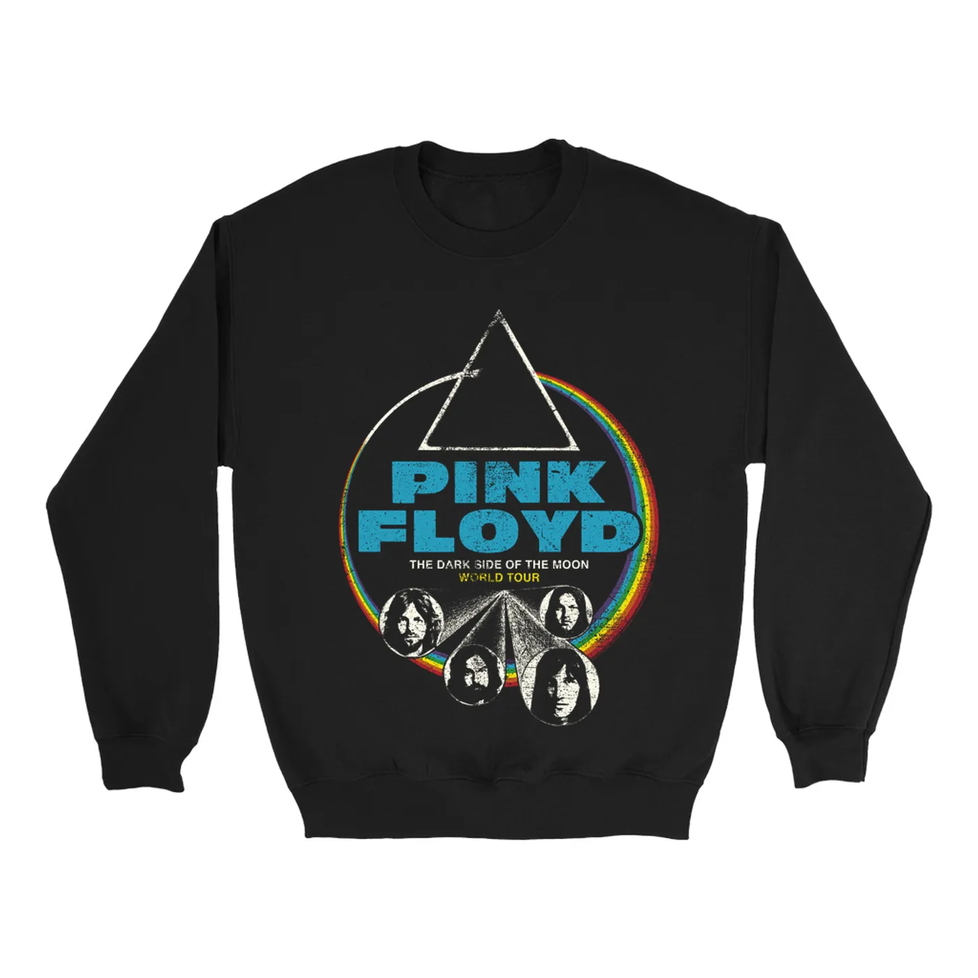 Pink Floyd Sweatshirt | World Tour The Dark Side Of The Moon Design Distressed Pink Floyd Sweatshirt