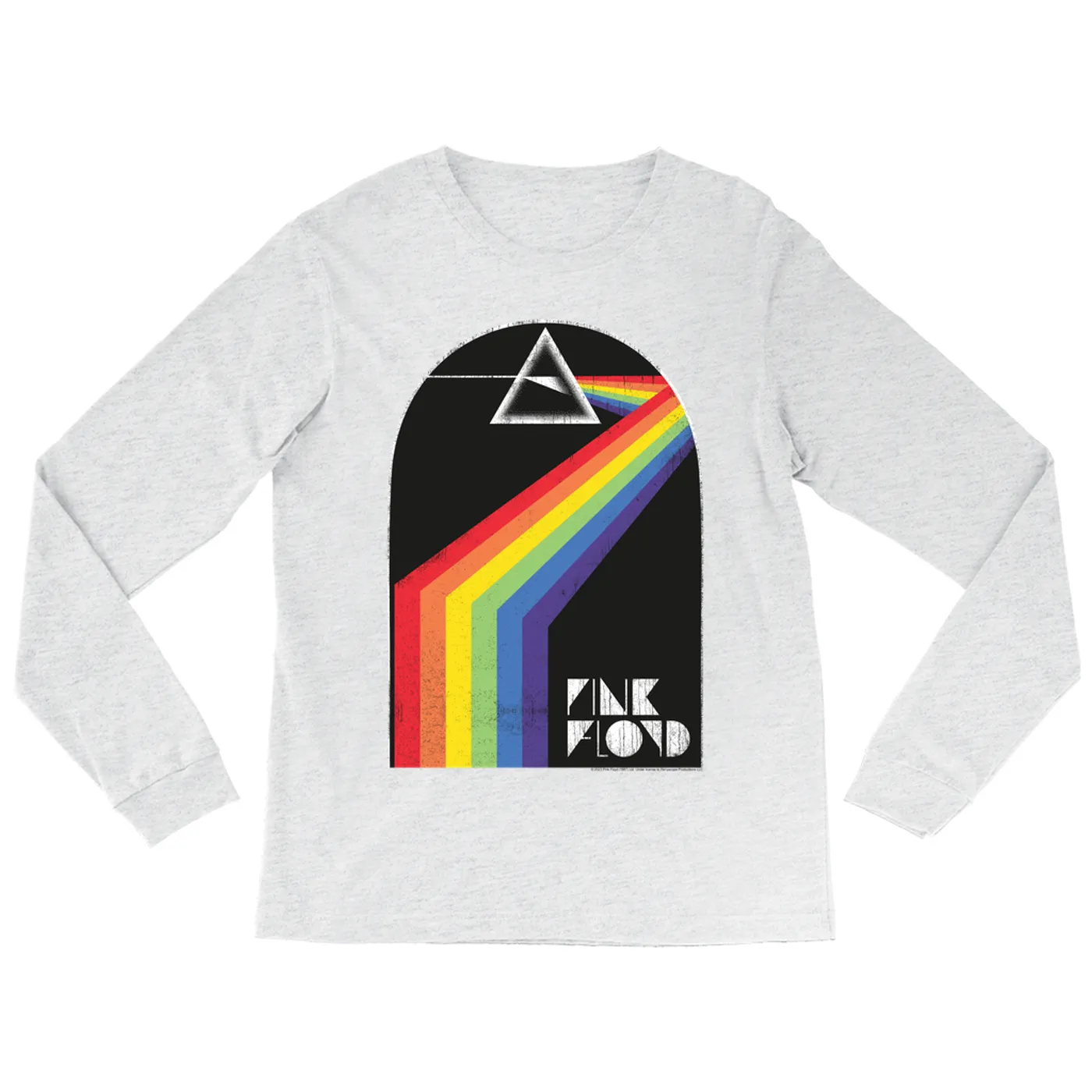 Pink Floyd Long Sleeve Shirt | The Dark Side Of The Moon Retro Arch Design Distressed Pink Floyd Shirt