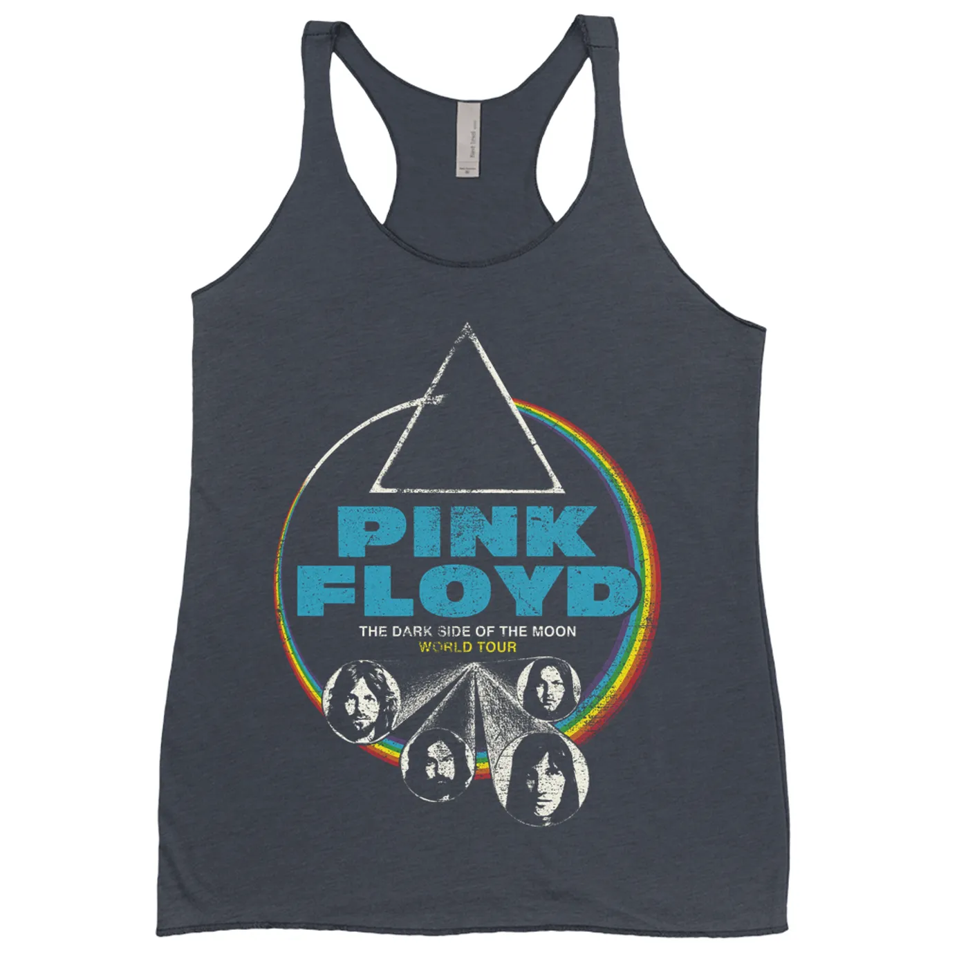 Pink Floyd Ladies' Tank Top | World Tour The Dark Side Of The Moon Design Distressed Pink Floyd Shirt