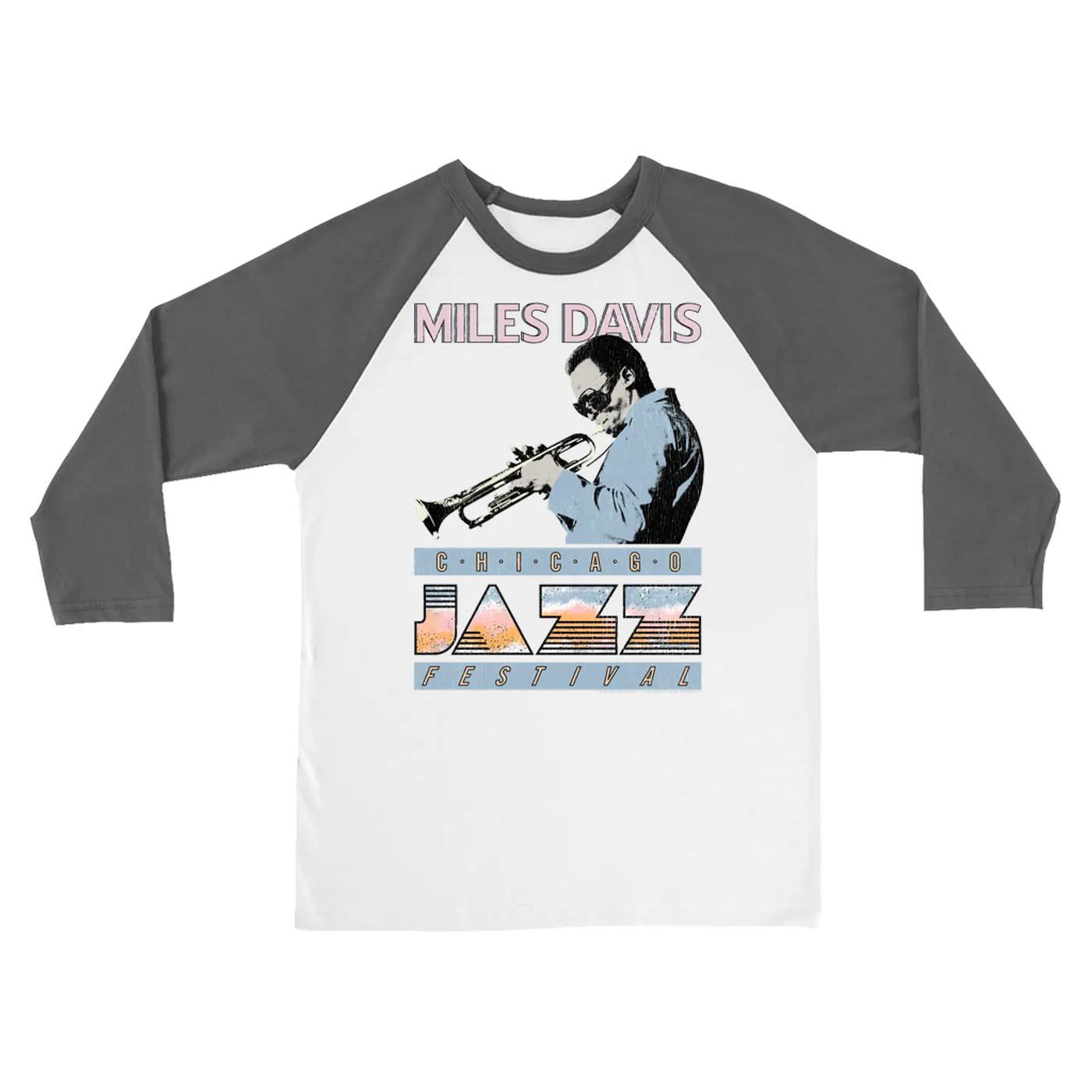 Miles Davis 3/4 Sleeve Baseball Tee | Jazz Festival Chicago (Merchbar Exclusive) Miles Davis Shirt