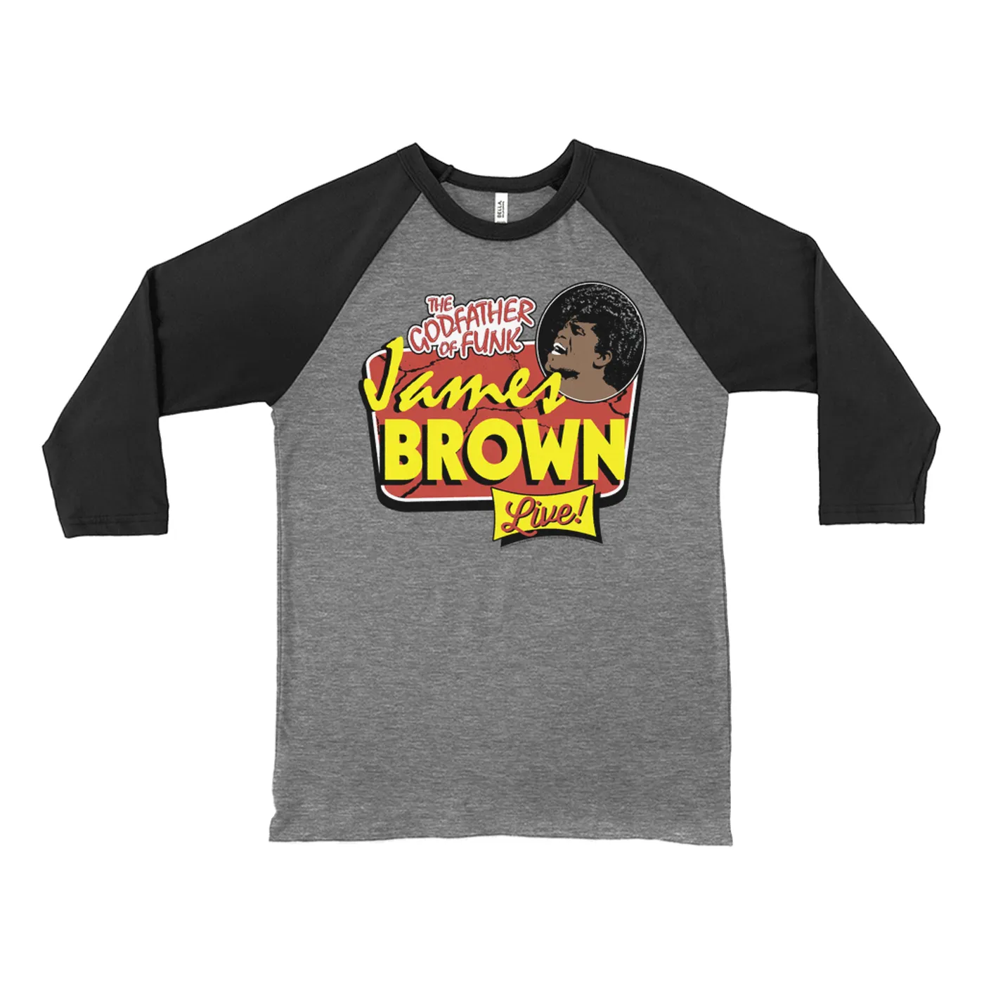 James Brown 3/4 Sleeve Baseball Tee | Godfather Of Funk, LIVE! James Brown Shirt