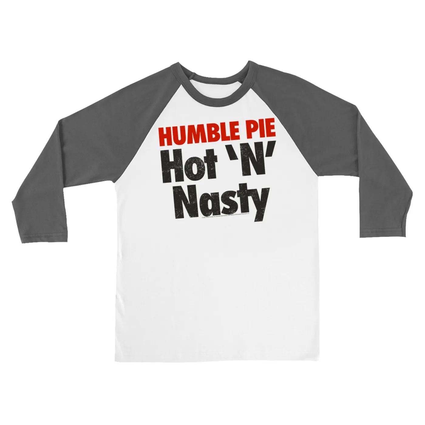 Humble Pie 3/4 Sleeve Baseball Tee | Hot N' Nasty Distressed Logo Humble Pie Shirt