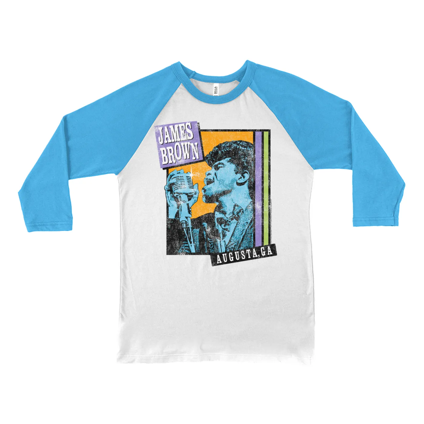 James Brown 3/4 Sleeve Baseball Tee | Live in Augusta Georgia Distressed James Brown Shirt