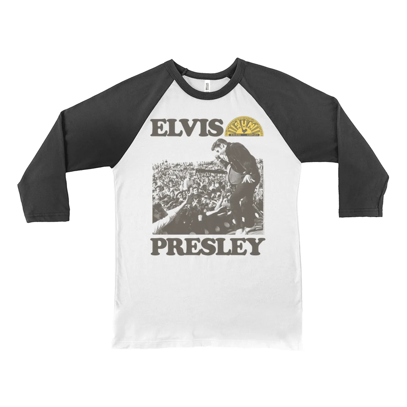 Elvis Presley Sun Records 3/4 Sleeve Baseball Tee | You're a Heartbreaker Live In Concert Sun Records Shirt