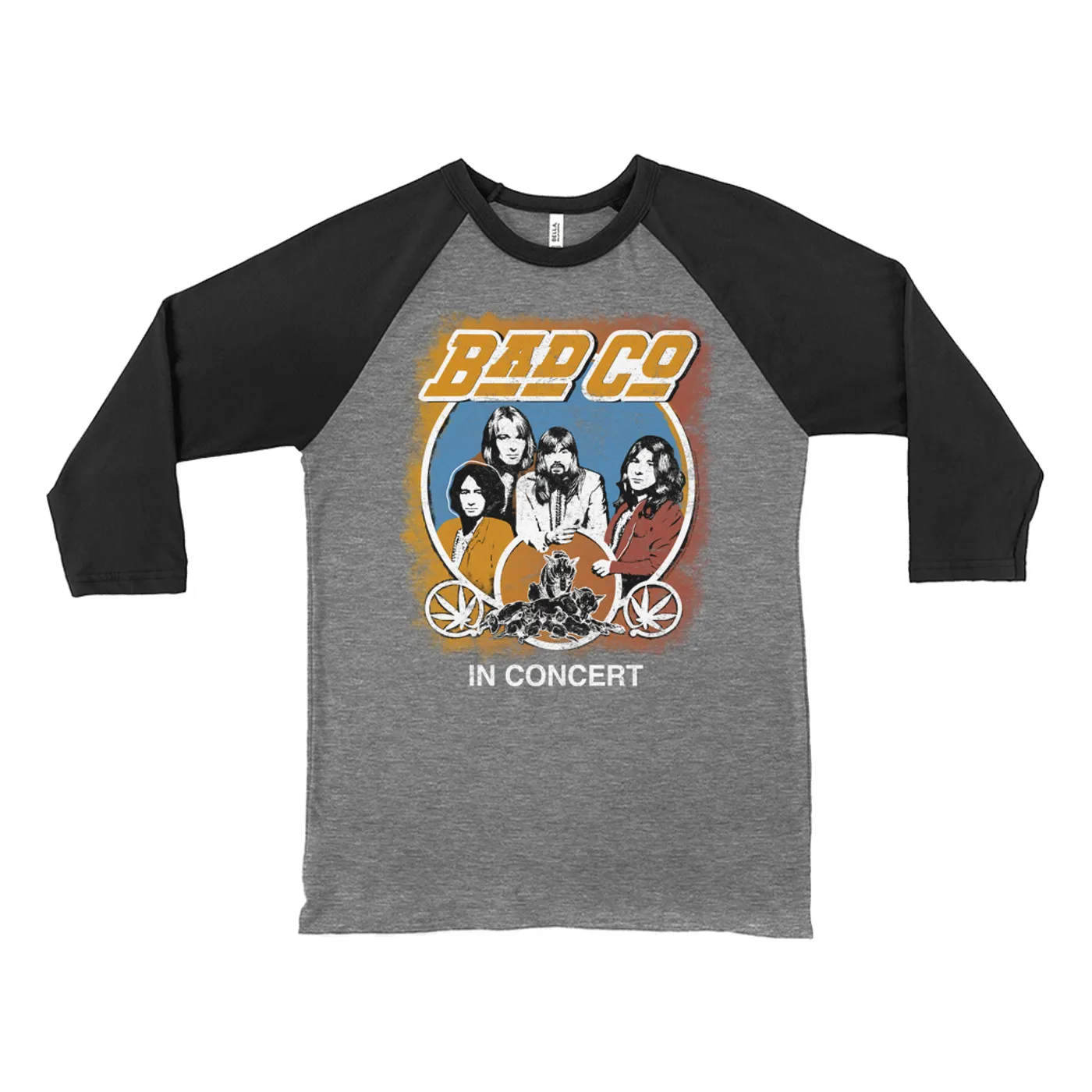Bad Company 3/4 Sleeve Baseball Tee | Straight Ahead Live In Concert Distressed Bad Company Shirt