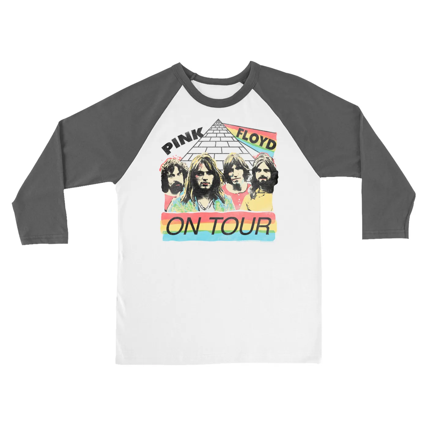 Pink Floyd 3/4 Sleeve Baseball Tee | 1980 Live In Concert Colorful Design Distressed Pink Floyd Shirt