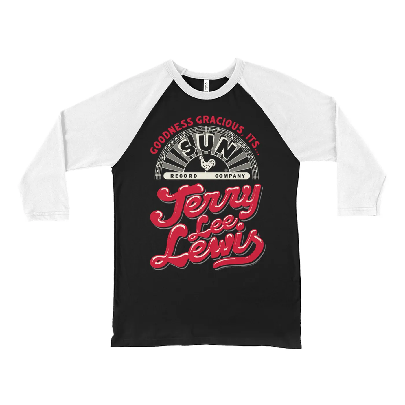 Sun Records 3/4 Sleeve Baseball Tee | Goodnees Gracious It's Jerry Lee Lewis Sun Records Shirt