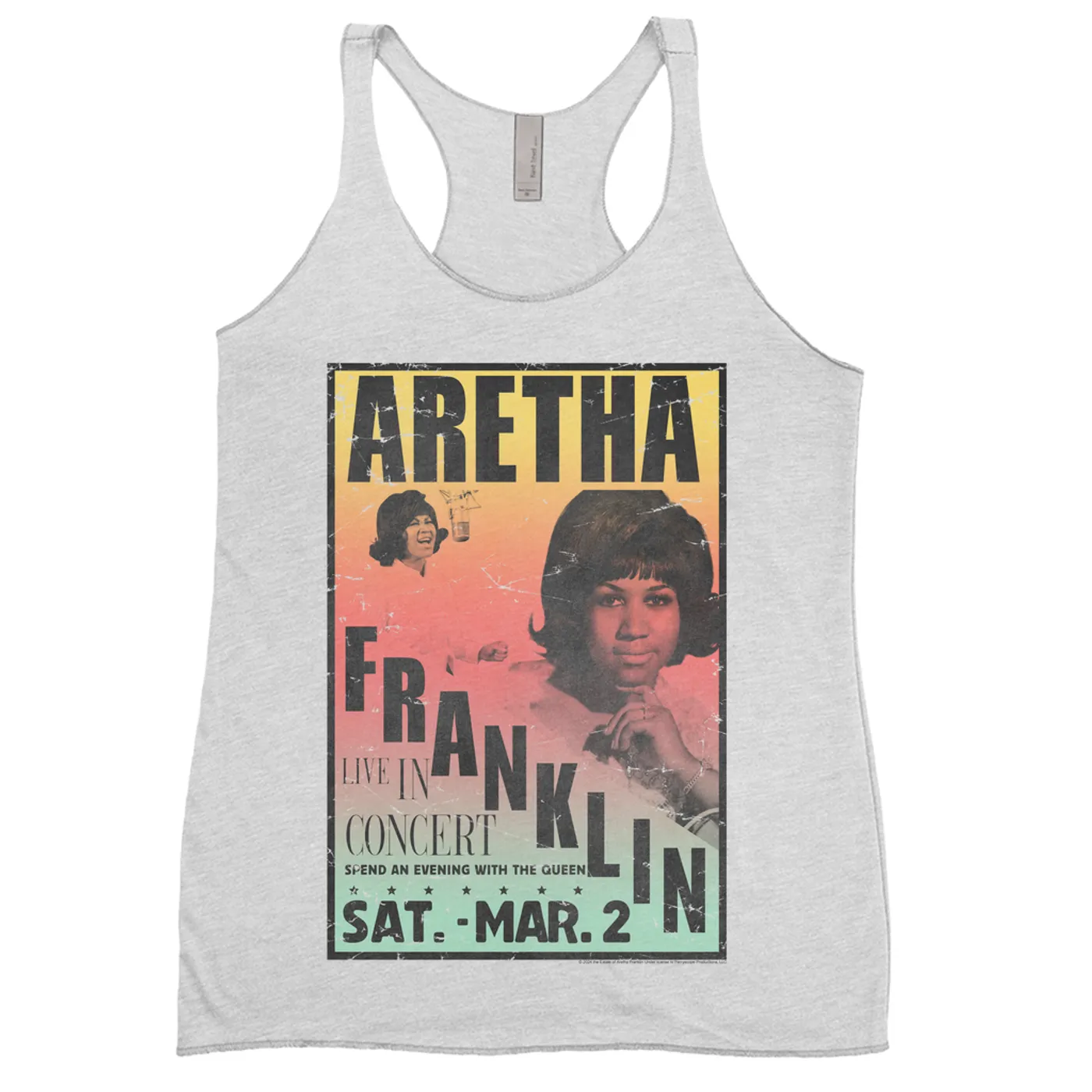 Aretha Franklin Ladies' Tank Top | An Evening With The Queen Rainbow Ombre Aretha Franklin Shirt