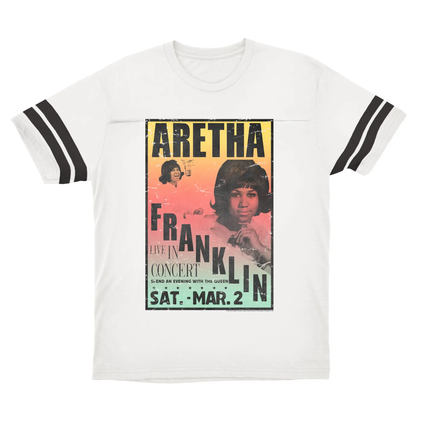 Aretha Franklin T-Shirt | An Evening With The Queen Rainbow Ombre Aretha Franklin Football Shirt