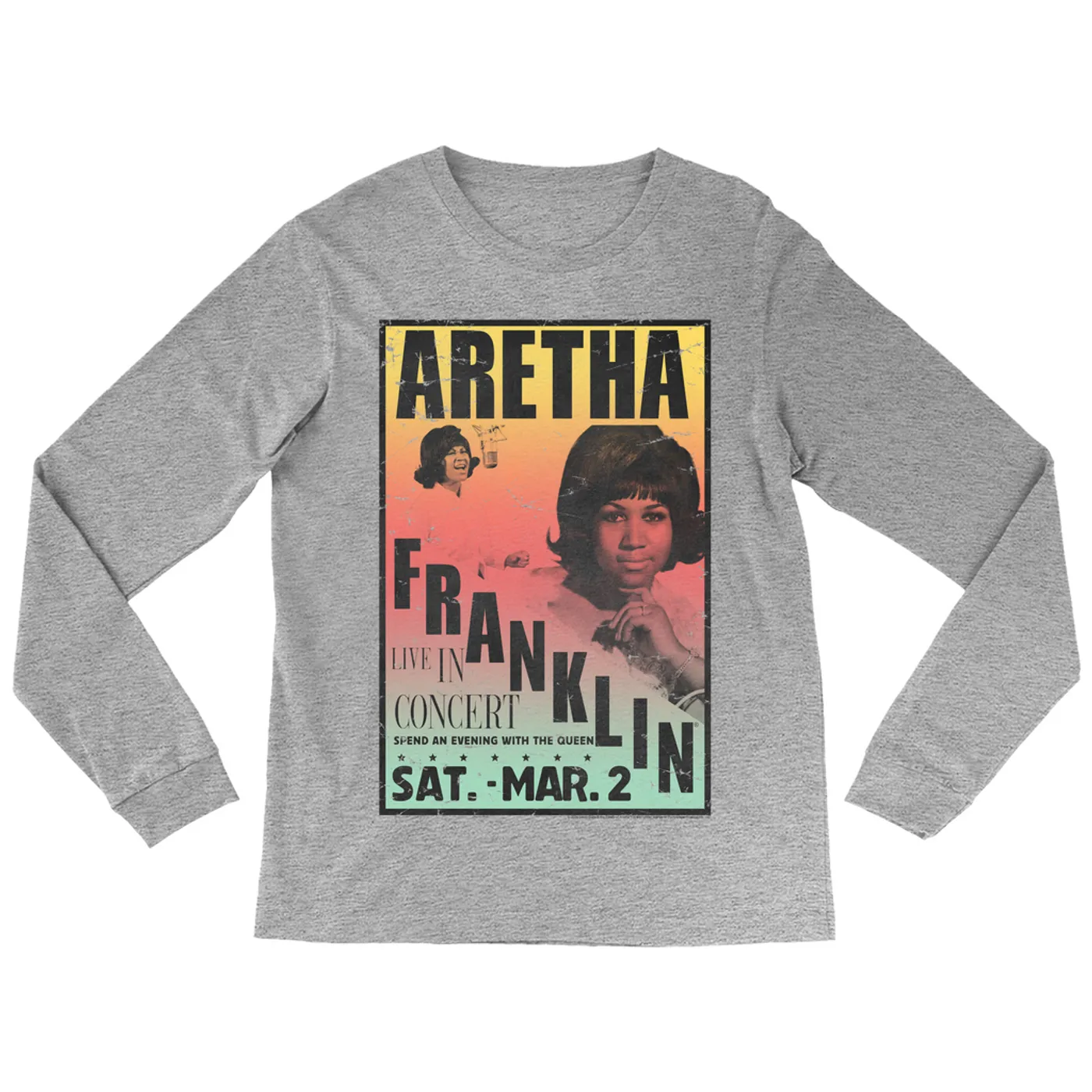 Aretha Franklin Long Sleeve Shirt | An Evening With The Queen Rainbow Ombre Aretha Franklin Shirt
