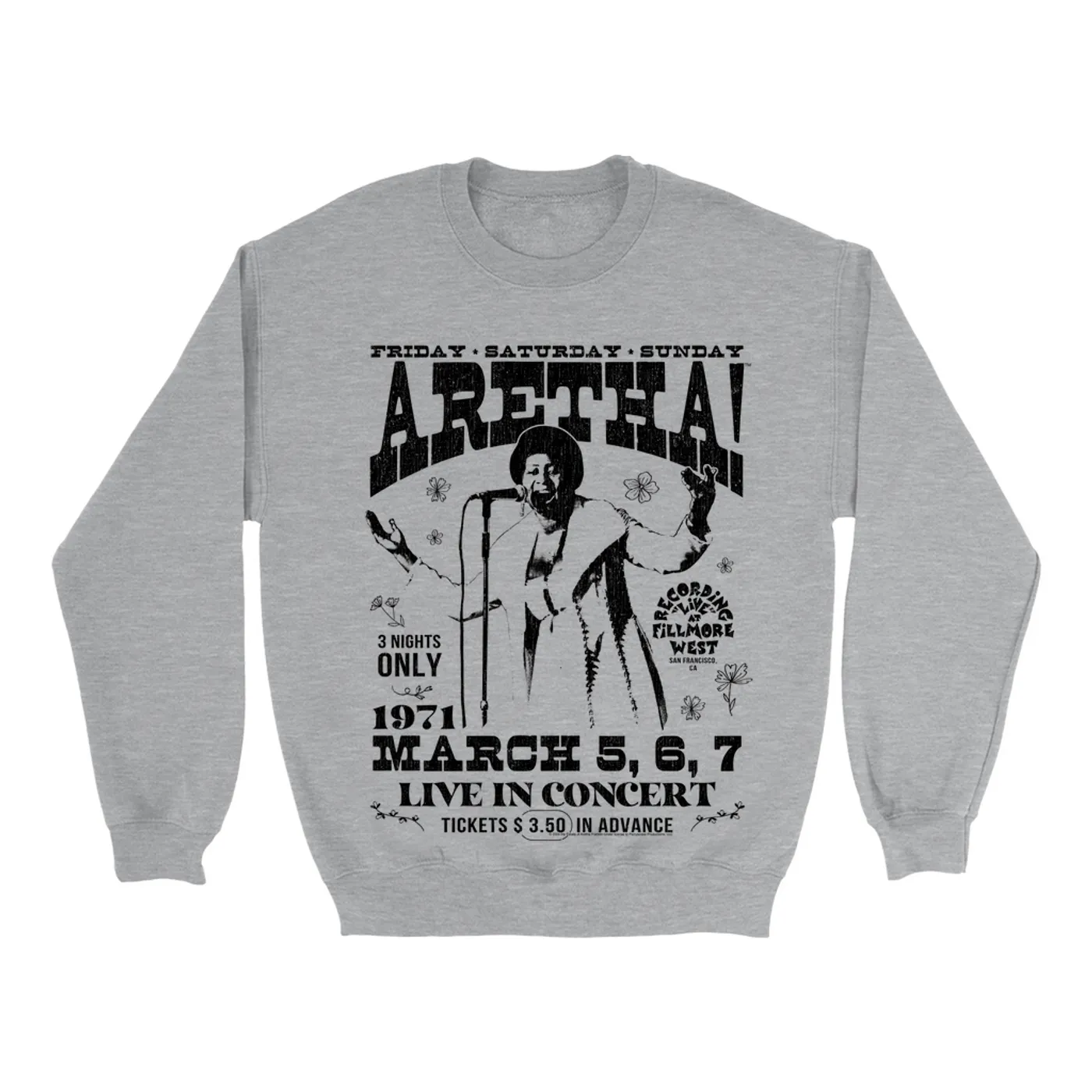 Aretha Franklin Sweatshirt | Live In Concert Fillmore West 1971 Aretha Franklin Sweatshirt