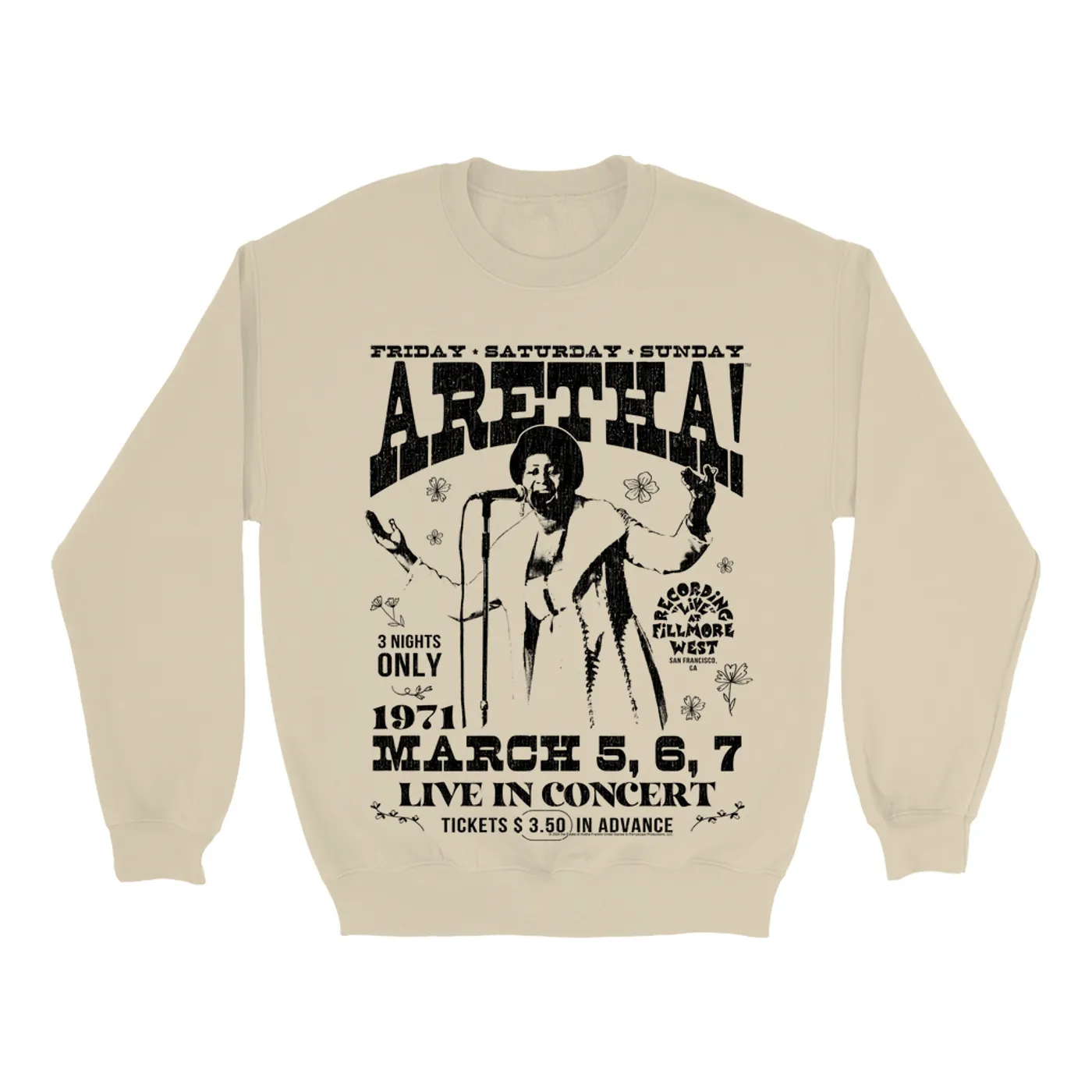 Aretha Franklin Sweatshirt | Live In Concert Fillmore West 1971 Aretha Franklin Sweatshirt