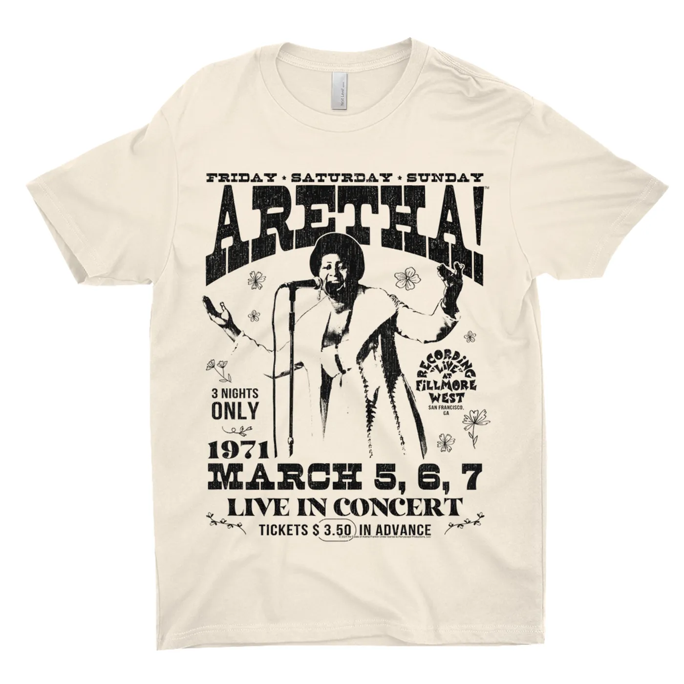Aretha Franklin T-Shirt | Live In Concert Fillmore West 1971 Aretha Franklin Shirt