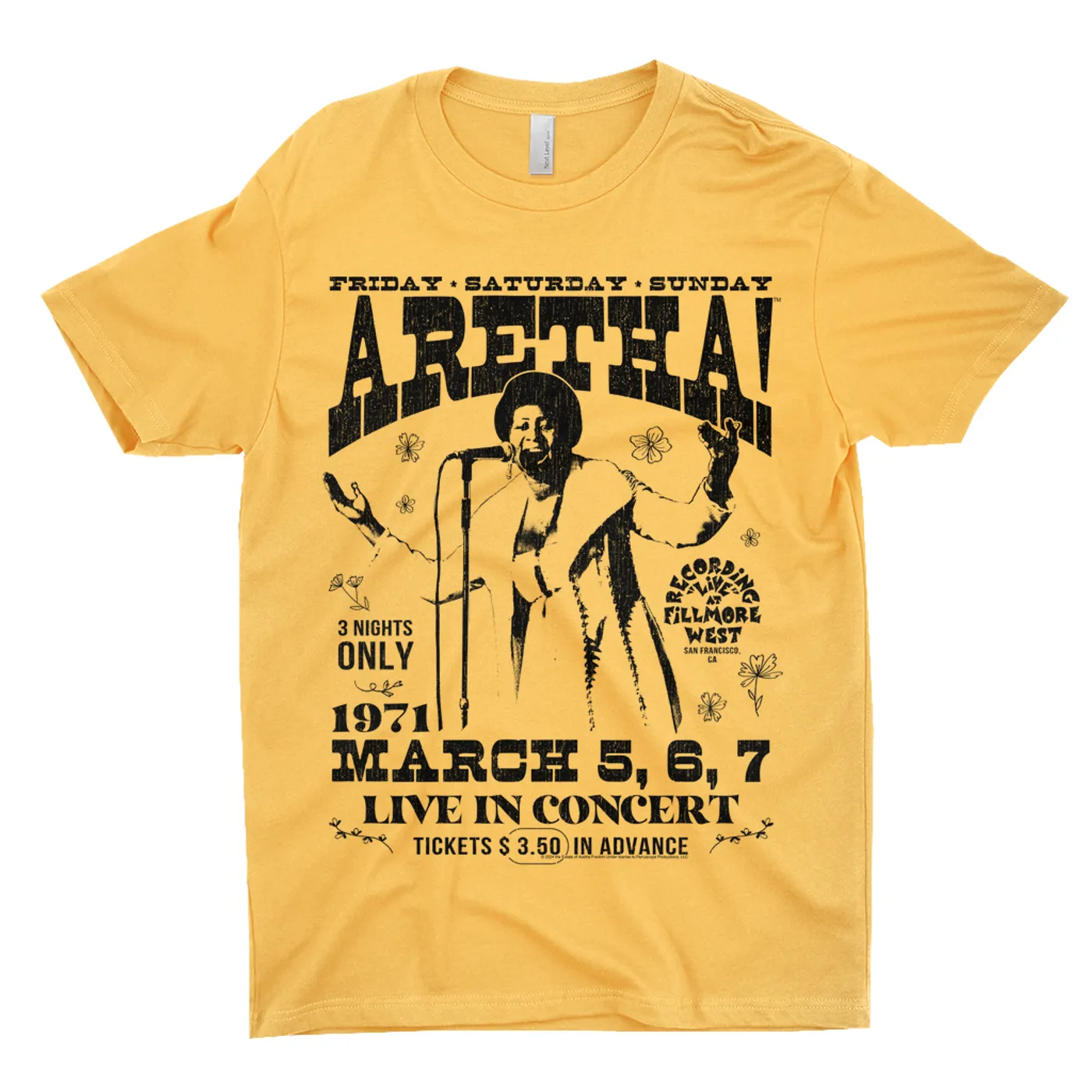 Aretha Franklin T-Shirt | Live In Concert Fillmore West 1971 Aretha Franklin Shirt