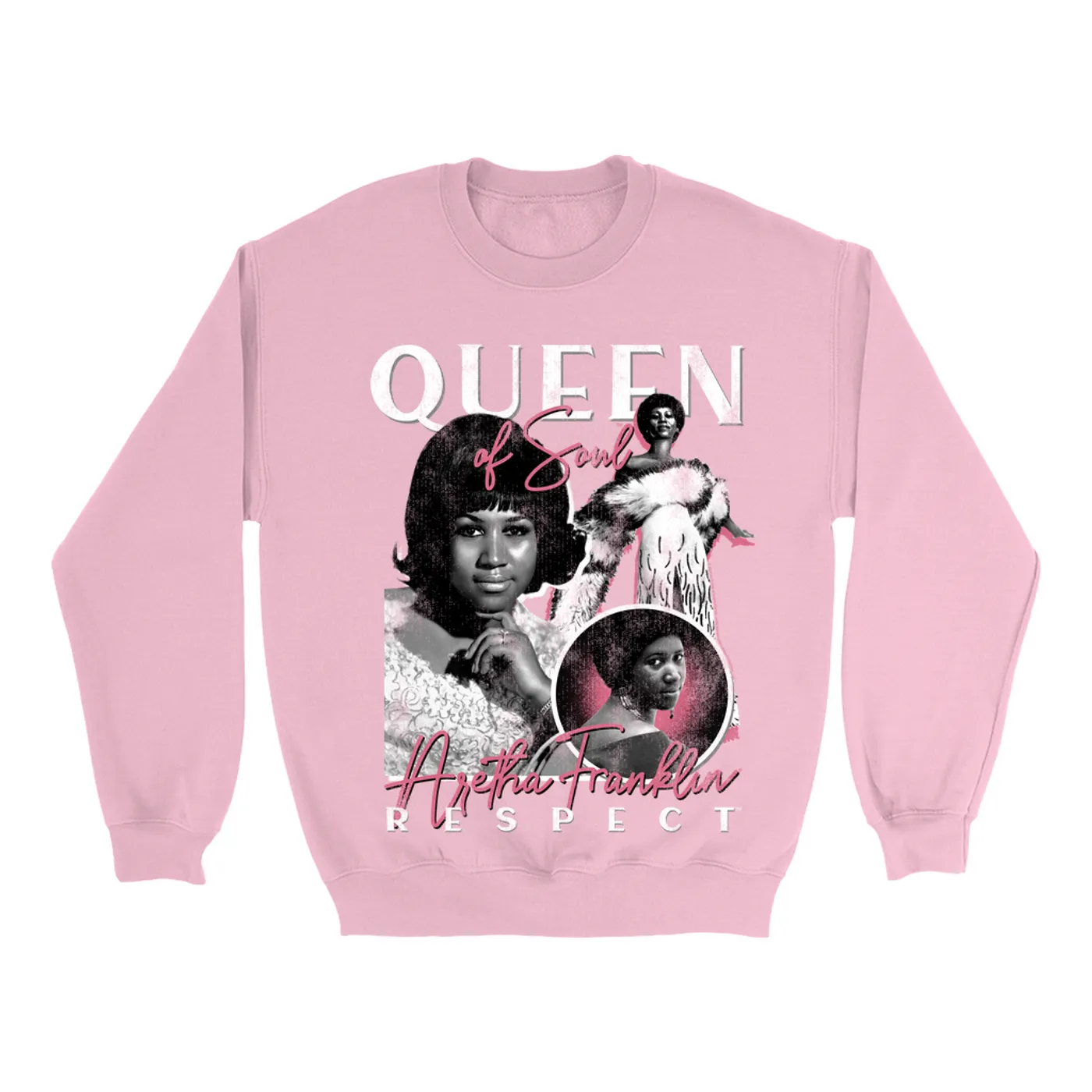 Aretha Franklin Sweatshirt | Queen Of Soul Pink Collage Aretha Franklin Sweatshirt